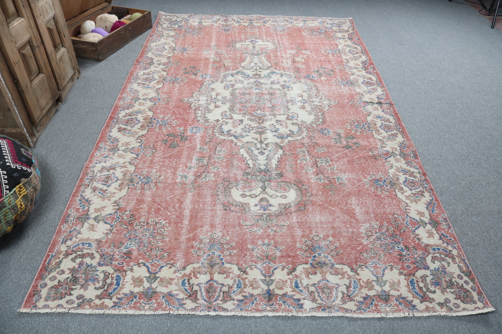 Ev Dekorasyonu Halıları, Geometrik Halılar, Türk Halısı, Vintage Halı, Oturma Odası Halıları, Kırmızı Oryantal Halı, Yemek Odası Halısı, 5.7x9.7 ft Büyük Halılar