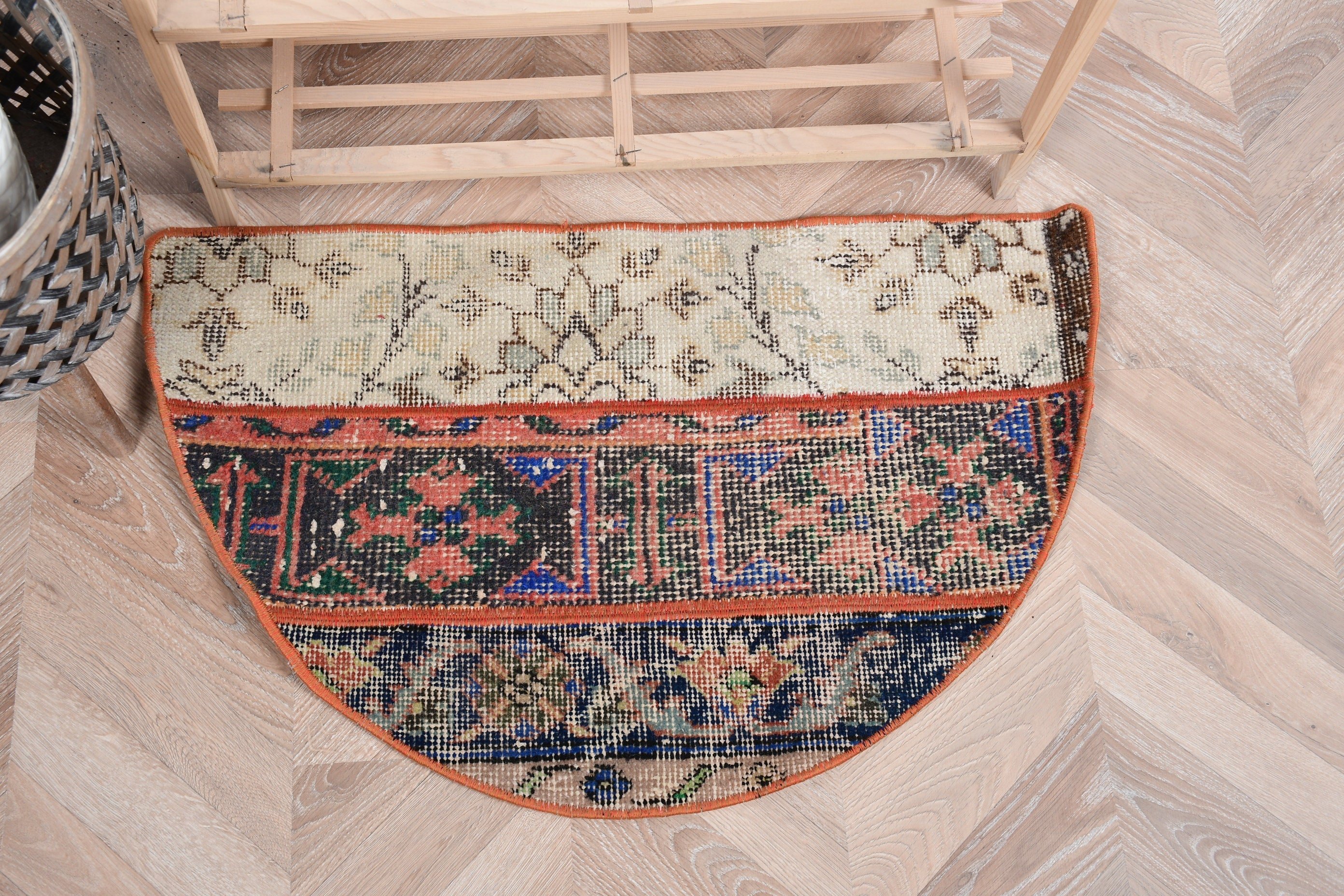 Vintage Halılar, Yer Halısı, Türk Halıları, 2,5x2,5 ft Küçük Halılar, Bej Oushak Halısı, Duvara Asılı Halı, Tasarımcı Halısı, Oushak Halısı, Çocuk Halısı