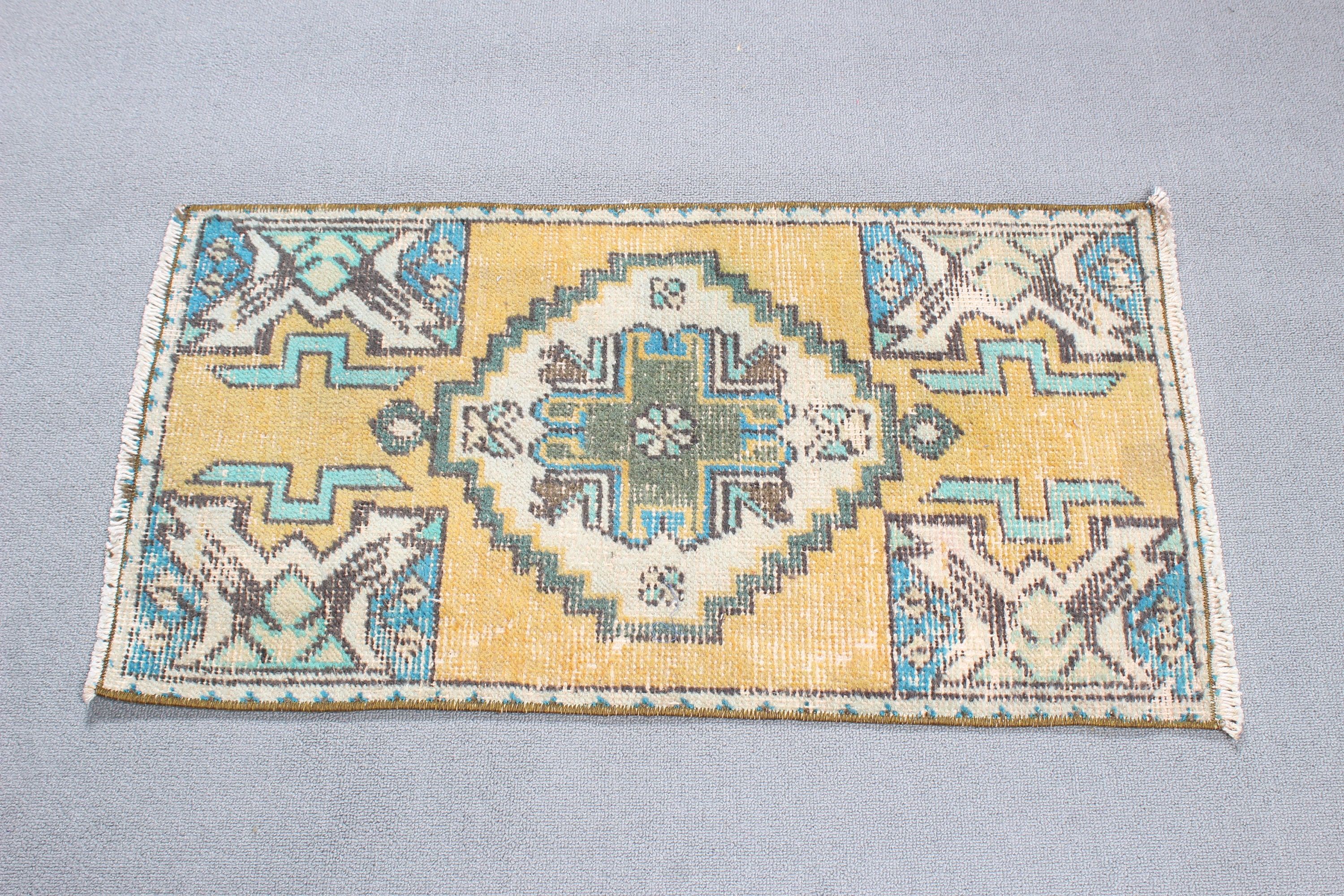 Nursery Rugs, Yellow Home Decor Rugs, 1.5x2.8 ft Small Rugs, Vintage Rug, Small Vintage Rugs, Turkish Rugs, Luxury Rug, Statement Rugs