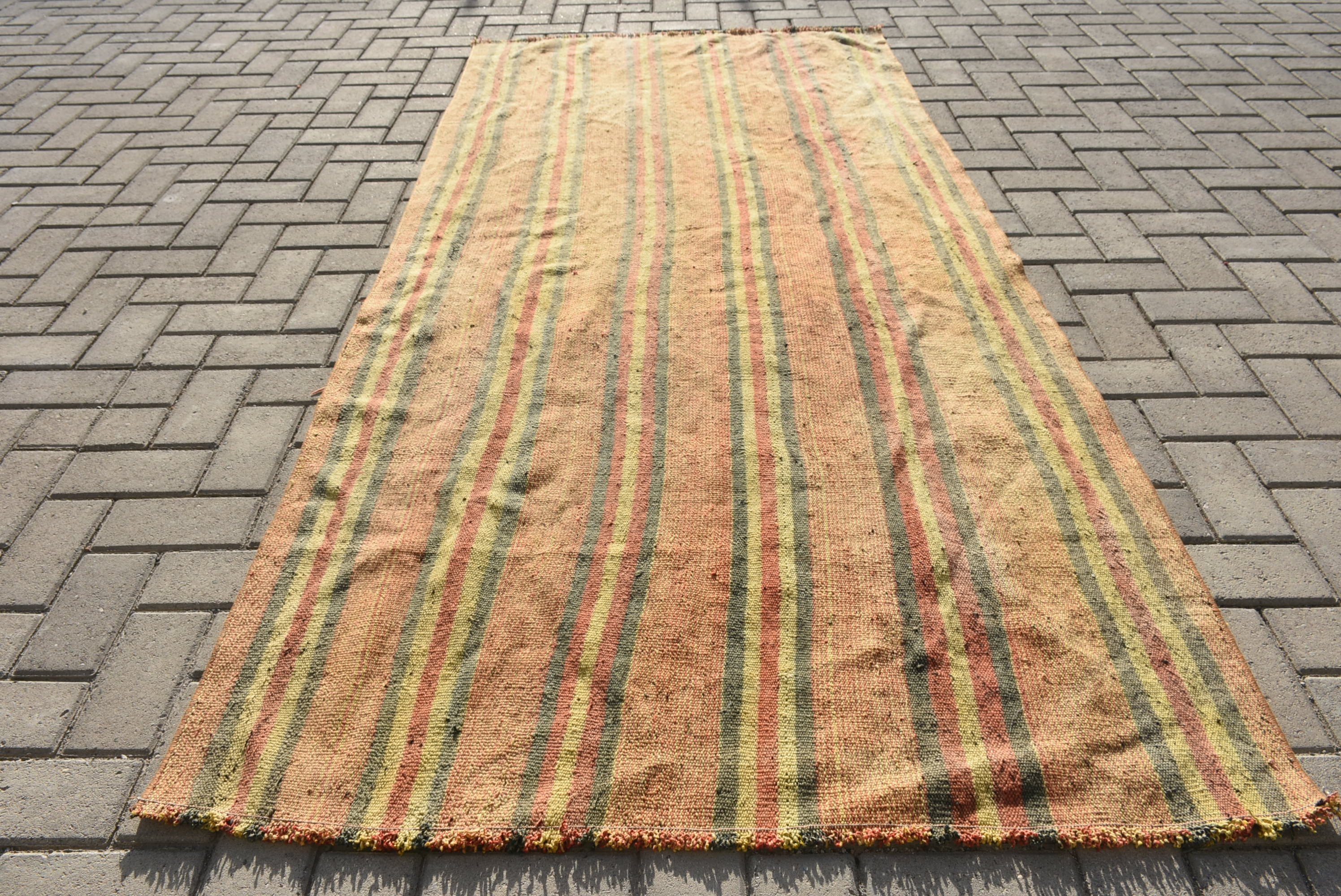 Kilim, Vintage Halılar, Oryantal Halı, Yemek Odası Halıları, Yatak Odası Halıları, 3.7x8 ft Alan Halısı, Turuncu Oryantal Halı, Anadolu Halısı, Türk Halısı