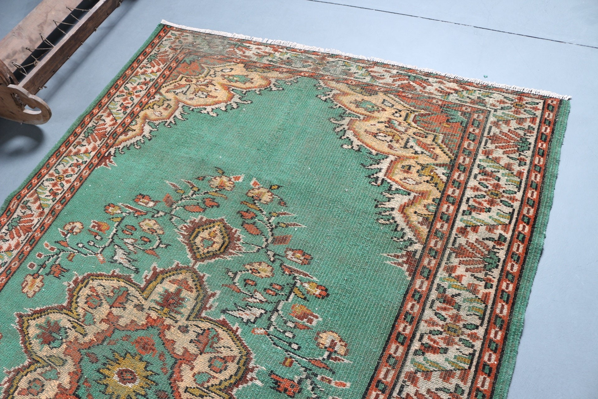 Bedroom Rug, Rugs for Dining Room, Turkish Rug, Wool Rug, Green  5.5x8.5 ft Large Rug, Vintage Rugs, Salon Rug, Antique Rug