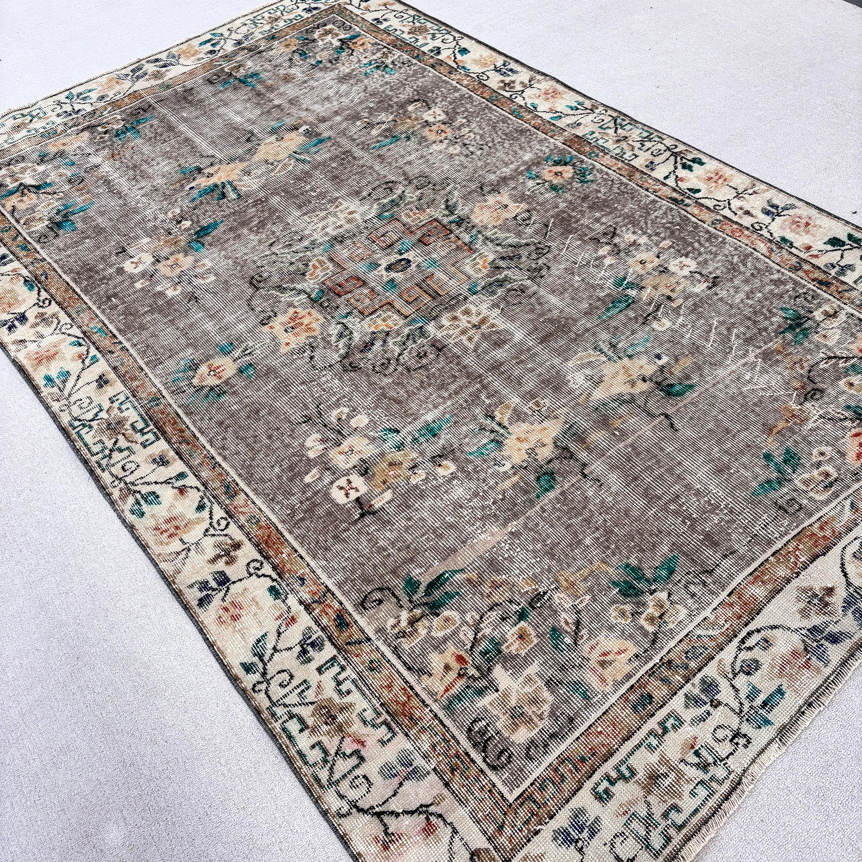 Oturma Odası Halısı, Türk Halısı, Büyük Oushak Halıları, 5,5x8,8 ft Büyük Halılar, Yün Halıları, Nötr Halılar, Vintage Halılar, Bej Geometrik Halılar