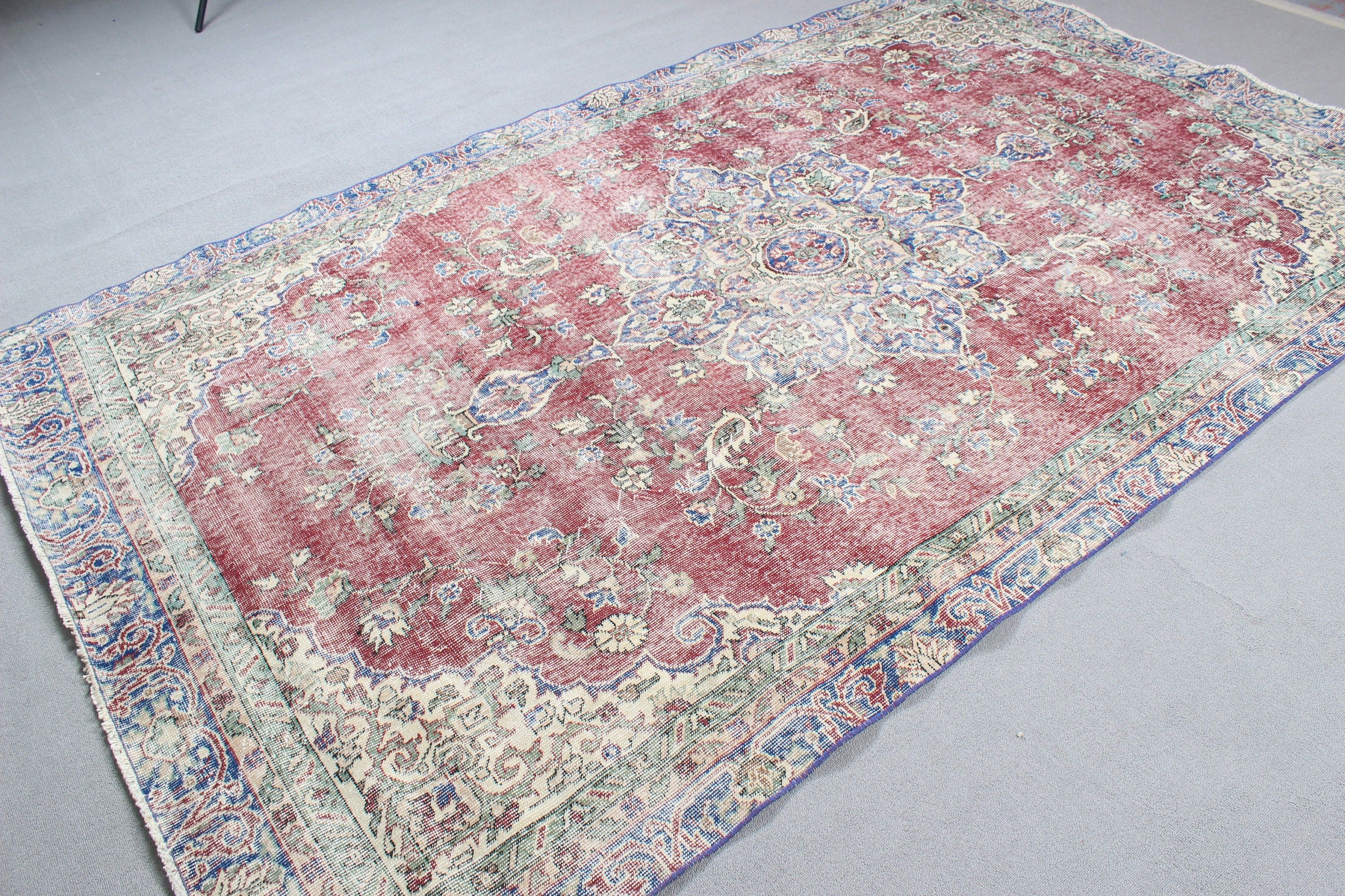 5.8x9.5 ft Large Rug, Living Room Rugs, Bedroom Rug, Oriental Rugs, Turkish Rugs, Red Kitchen Rugs, Rugs for Salon, Salon Rug, Vintage Rug