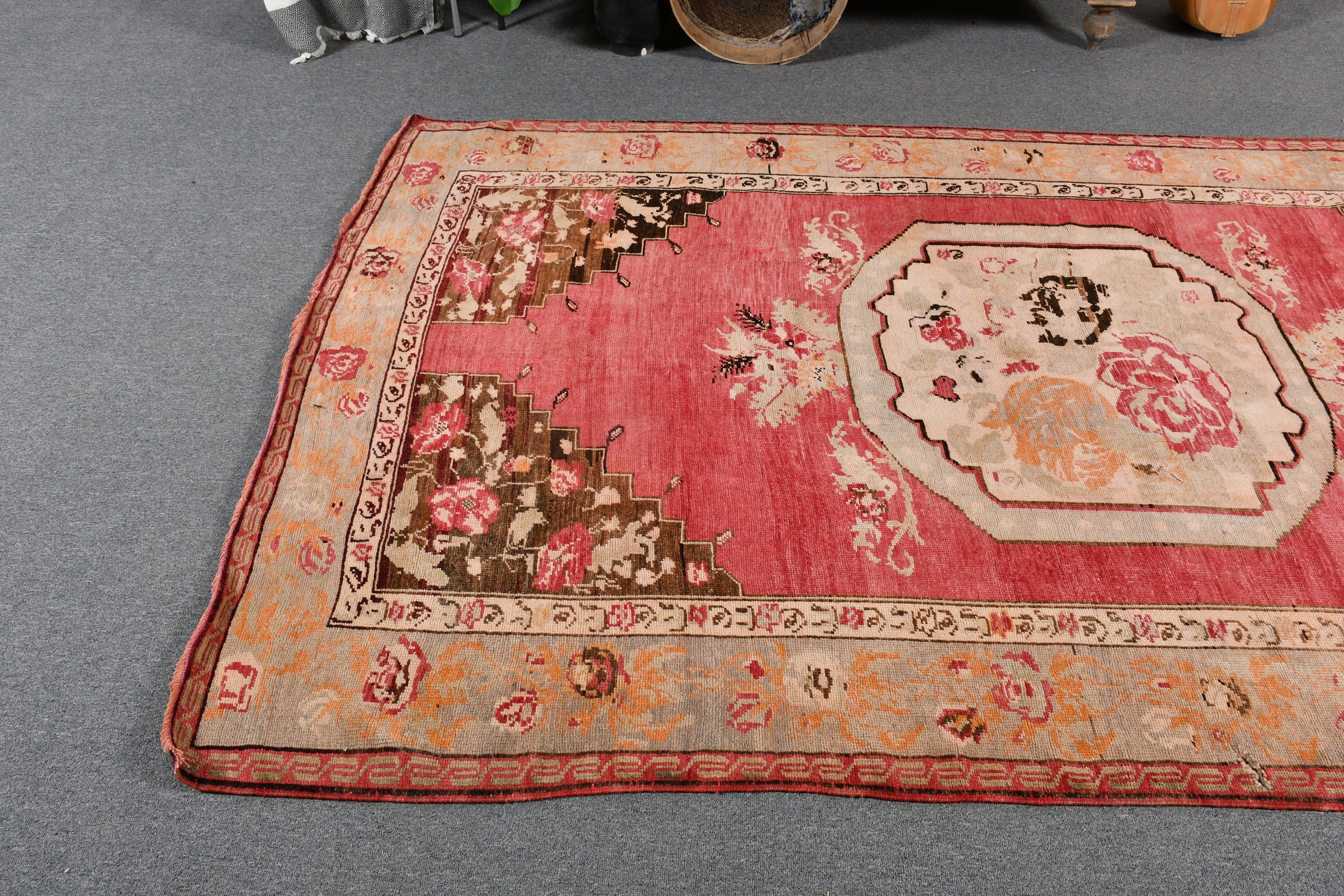 Yemek Odası Halısı, Kırmızı Fas Halısı, Vintage Halılar, Yatak Odası Halıları, Yatak Odası Halısı, Antika Halı, 5.2x8.2 ft Büyük Halı, Türk Halıları, Kabile Halısı