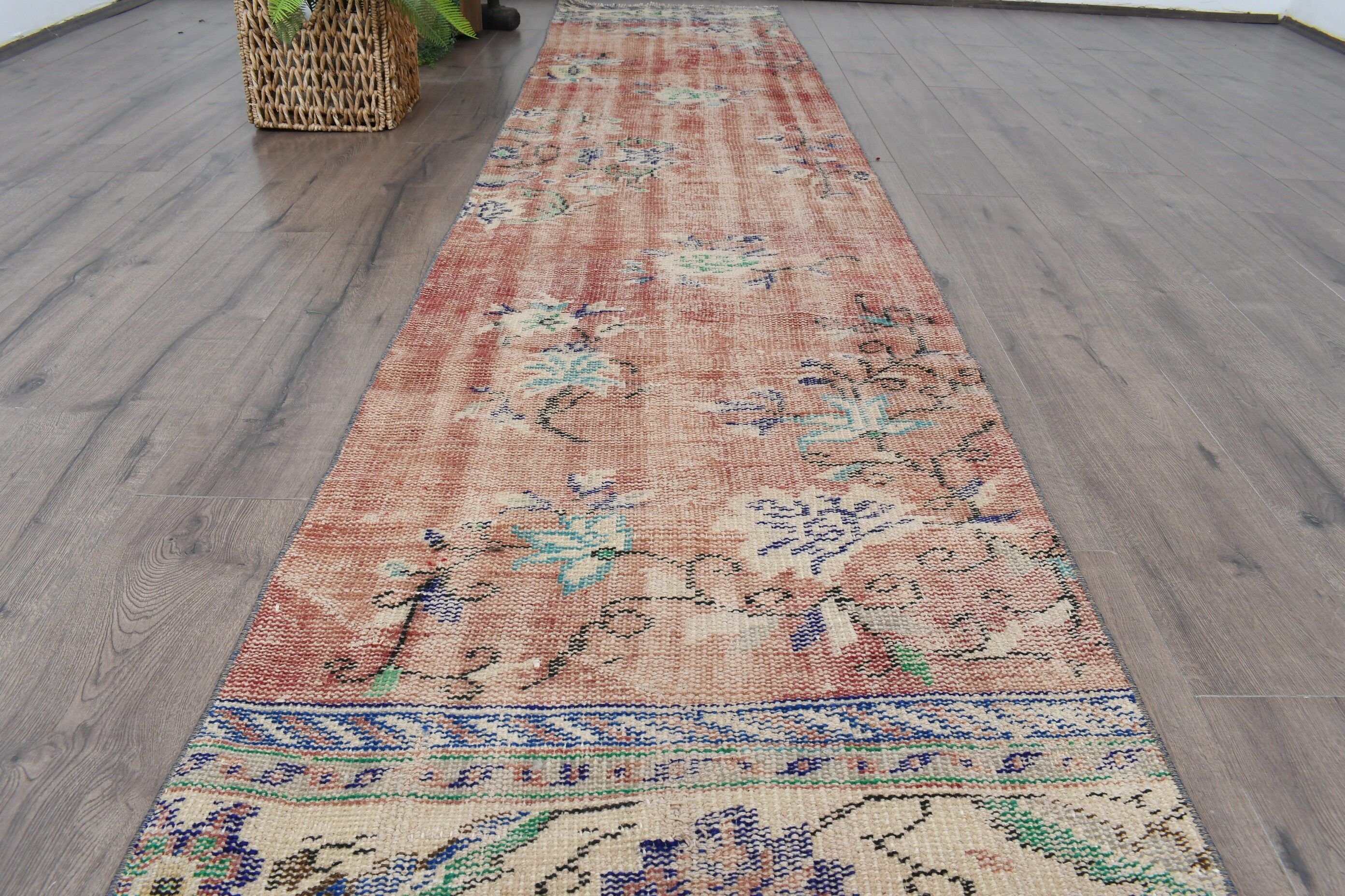 Hallway Rug, Turkish Rugs, 2.4x10.9 ft Runner Rug, Corridor Rug, Red Cool Rug, Vintage Rugs, Antique Rug, Rugs for Runner