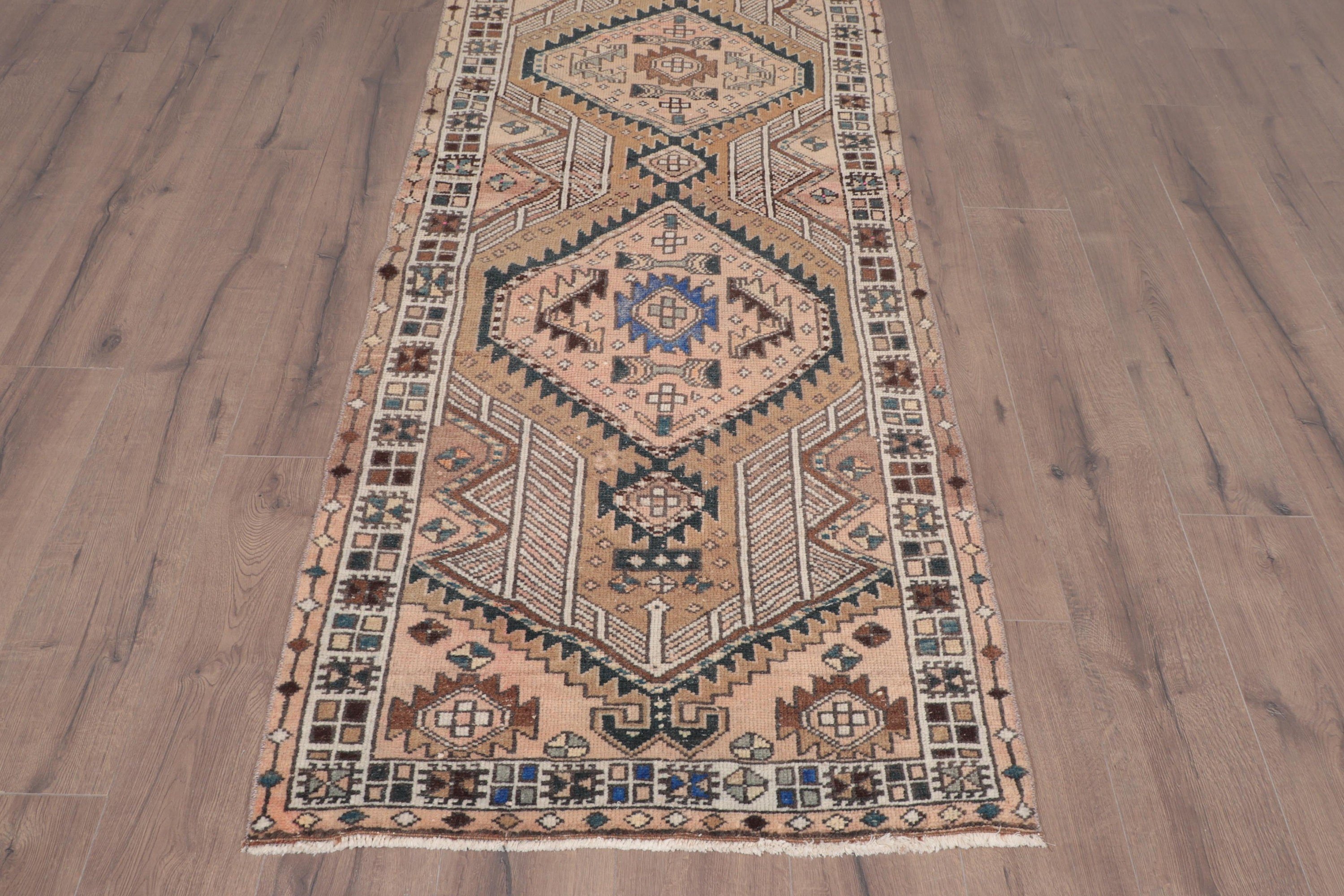 Kitchen Rugs, Organic Rug, Hallway Rugs, 2.9x10.4 ft Runner Rugs, Beige Wool Rugs, Vintage Rugs, Turkish Rug, Moroccan Rugs