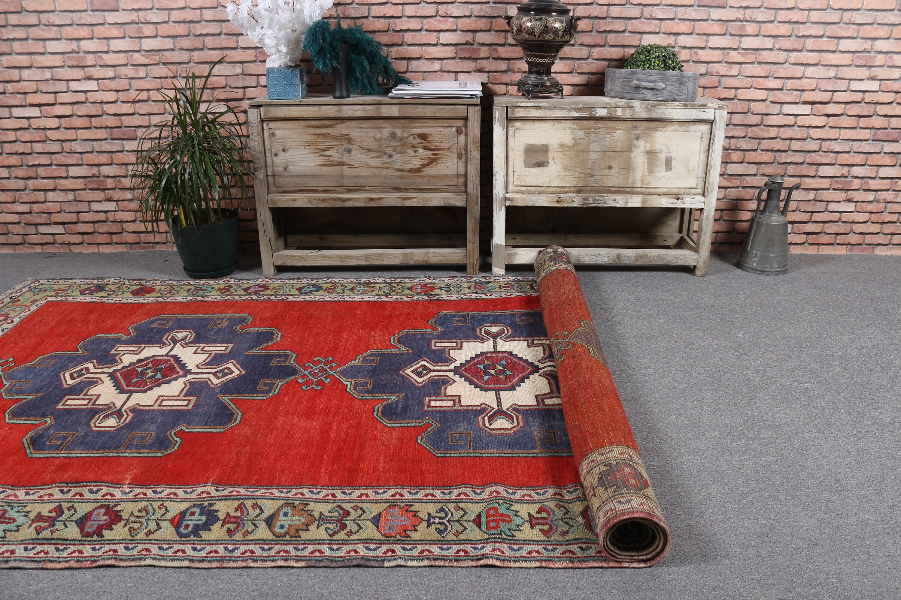 5.2x11.3 ft Large Rug, Oriental Rug, Turkish Rug, Living Room Rug, Bedroom Rugs, Vintage Rug, Pale Rugs, Red Kitchen Rug
