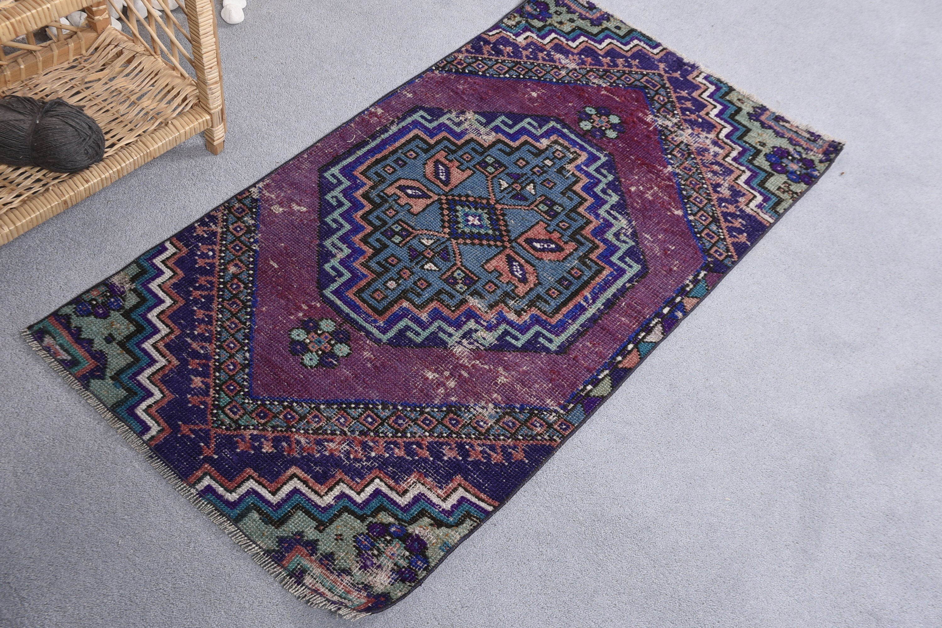 Bath Rug, Rugs for Entry, Vintage Rugs, Oriental Rug, Nursery Rug, Home Decor Rug, 2.1x4 ft Small Rug, Turkish Rug, Purple Oriental Rug