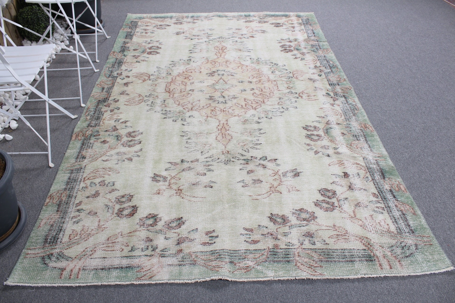 Living Room Rug, Bedroom Rug, Home Decor Rug, Green Kitchen Rugs, Turkish Rug, 5.6x8.7 ft Large Rug, Oriental Rug, Outdoor Rug, Vintage Rug