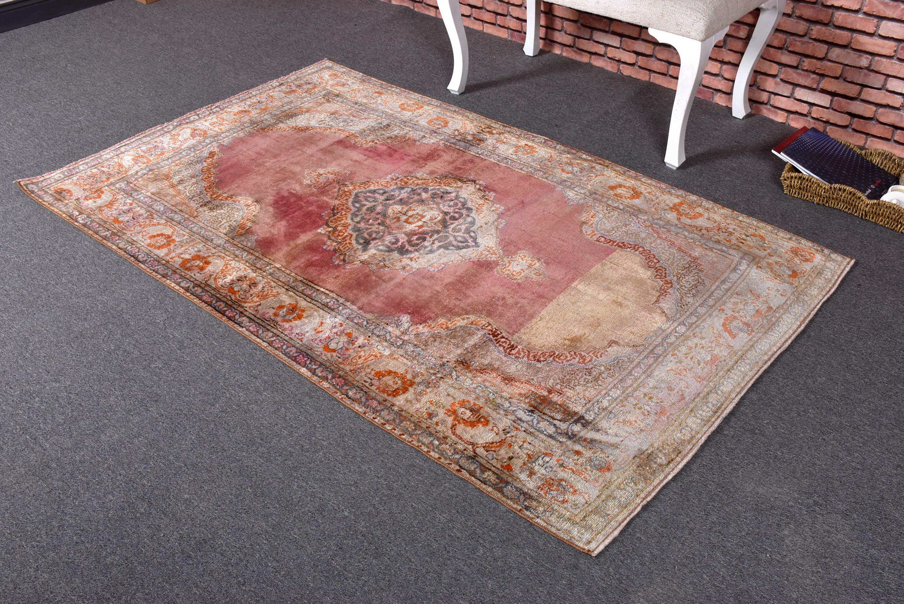 Wool Rug, Living Room Rugs, Oushak Area Rug, Vintage Rug, Beige Antique Rug, 3.8x6.4 ft Area Rugs, Turkey Rug, Anatolian Rugs, Turkish Rug