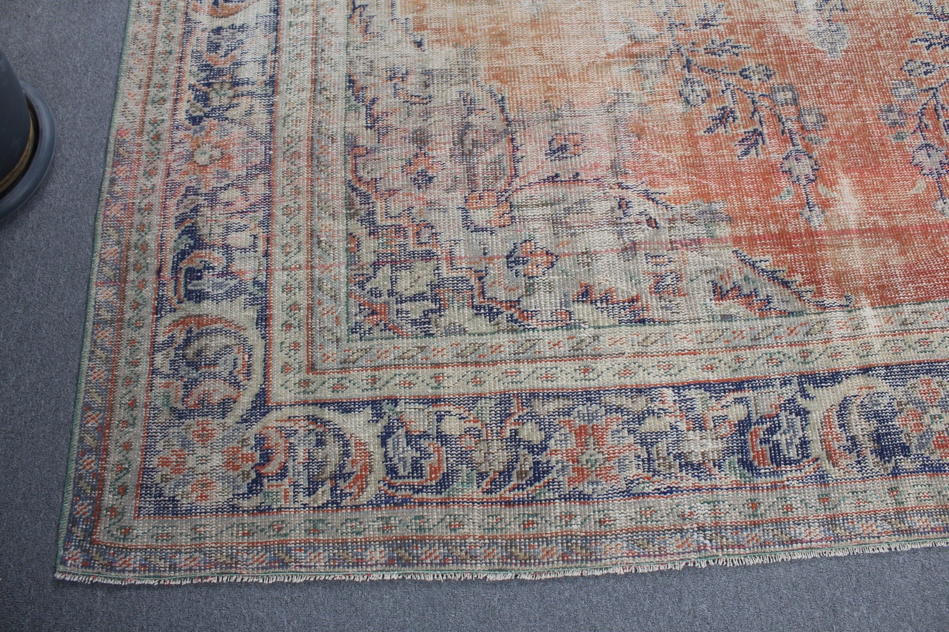 Turuncu Yün Halı, Ofis Halısı, Mutfak Halıları, Vintage Halılar, Yemek Odası Halısı, Salon Halısı, Türk Halısı, Oryantal Halı, 8x11.6 ft Büyük Boy Halı