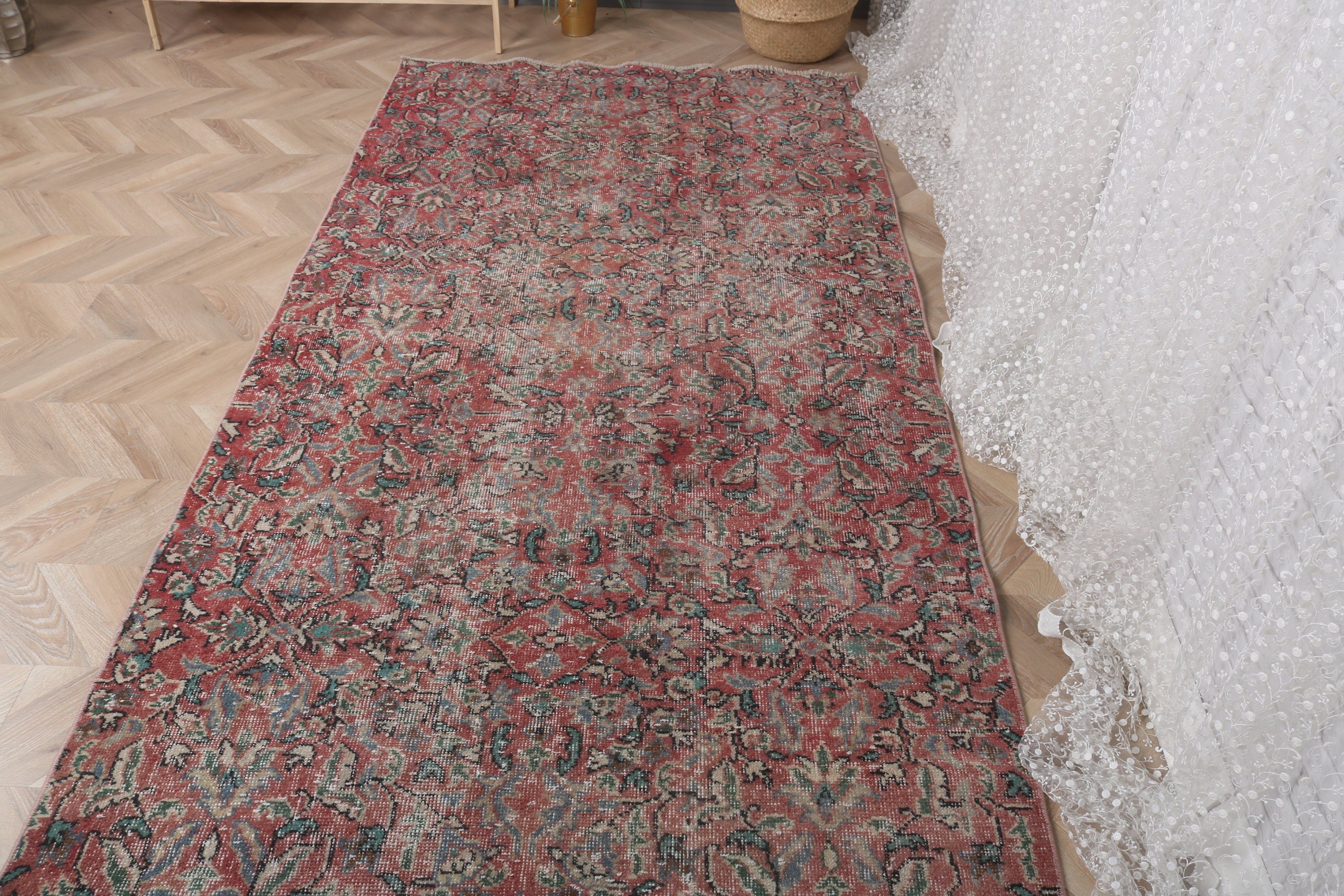 Kırmızı 4,2x8,2 ft Alan Halıları, Oturma Odası Halıları, Türk Halıları, Oryantal Halılar, Boho Halıları, Alan Halıları, Yer Halısı, Vintage Halılar