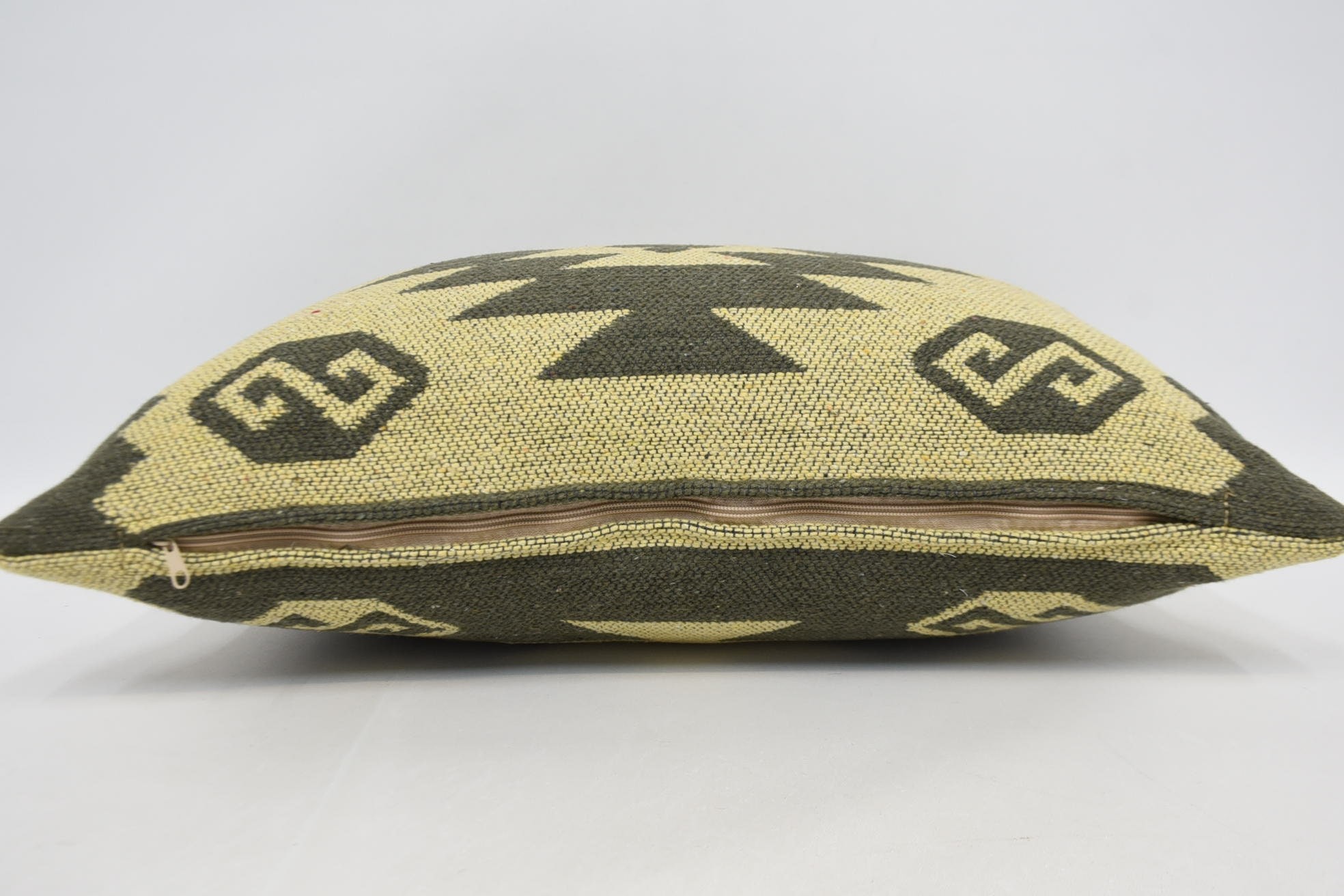 Square Throw Pillow Cover, 16"x24" Yellow Pillow Case, Antique Pillows, Vintage Pillow, Seat Pillow Sham, Handmade Kilim Cushion