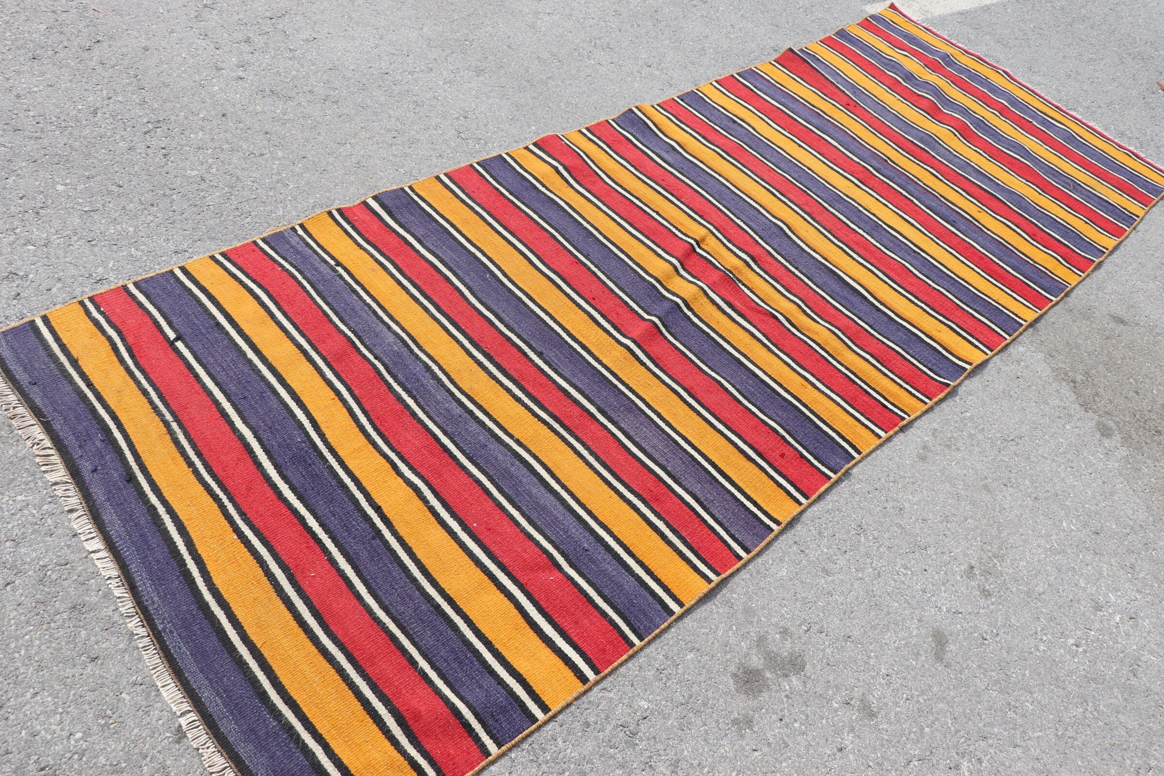 Yellow Home Decor Rugs, Turkish Rug, Wool Rugs, Corridor Rug, Kilim, Cool Rug, Dorm Rug, Vintage Rugs, Stair Rug, 3.5x10.4 ft Runner Rug