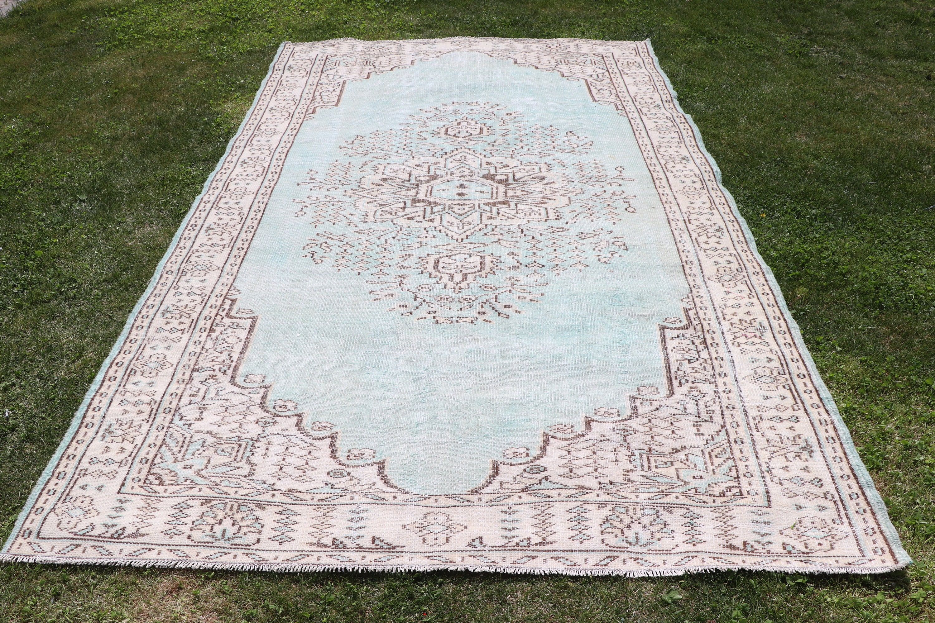 Oryantal Halı, Geometrik Halılar, Türk Halısı, Büyük Vintage Halı, Büyük Boho Halıları, Vintage Halı, Bej 6x10 ft Büyük Halı