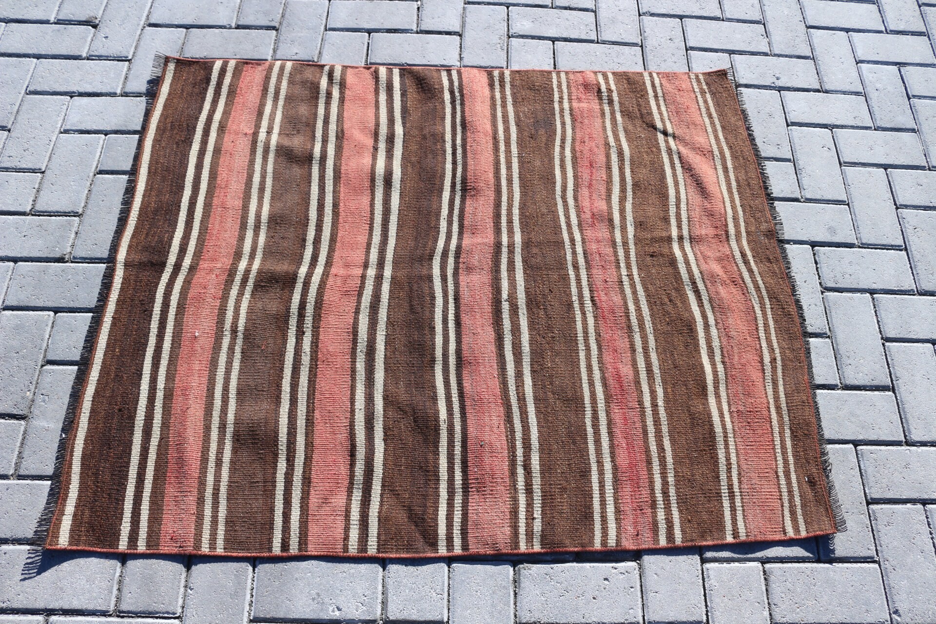 Oushak Halı, Mutfak Halıları, Yatak Odası Halısı, 3,3x4,1 ft Küçük Halı, Vintage Halı, Oryantal Halı, Türk Halısı, Eski Halılar, Kahverengi Fas Halısı, Kilim