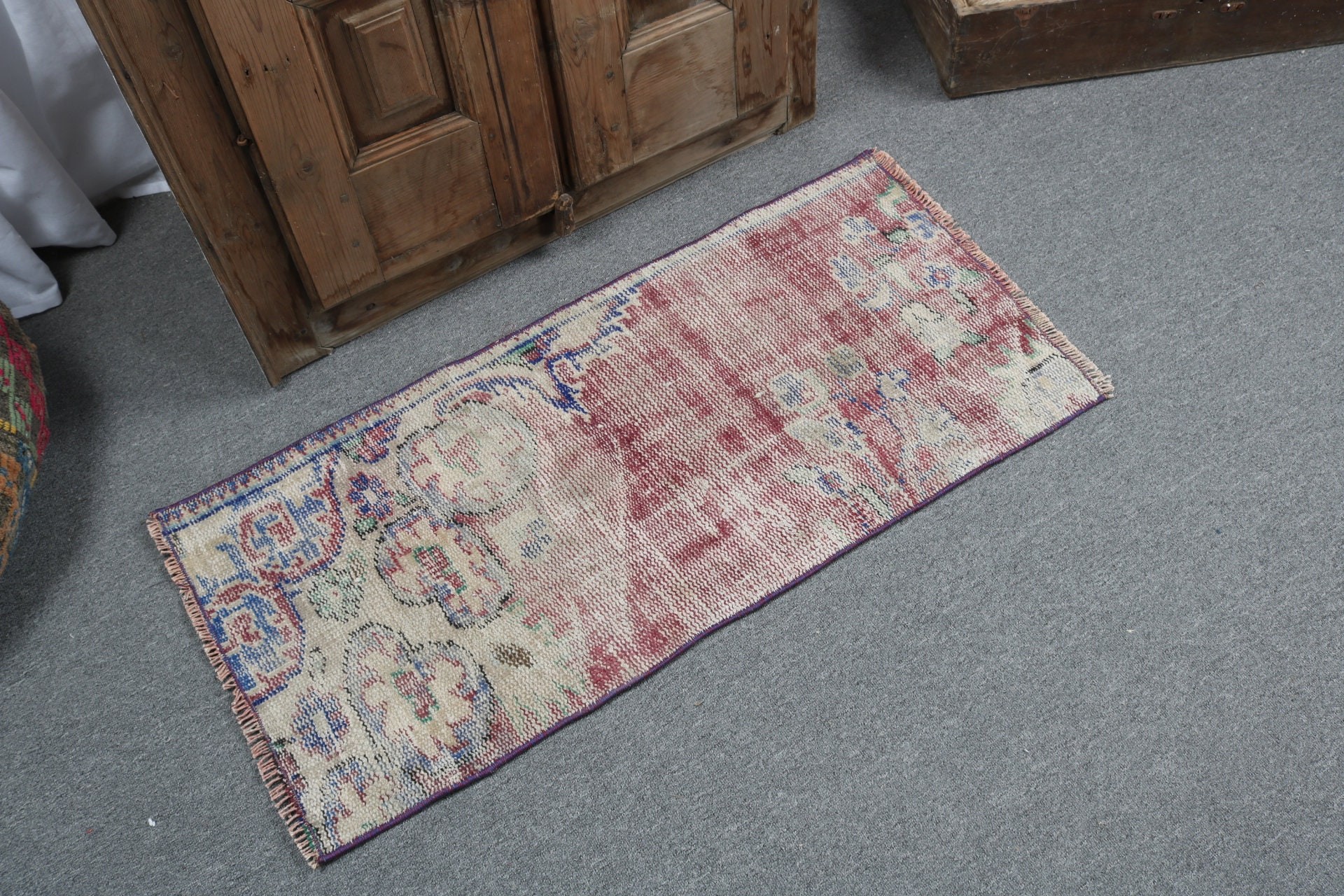 Purple Neutral Rug, Vintage Rug, Modern Rug, Rugs for Bath, Bedroom Rug, 1.6x3.4 ft Small Rug, Luxury Rugs, Turkish Rugs, Bath Rugs