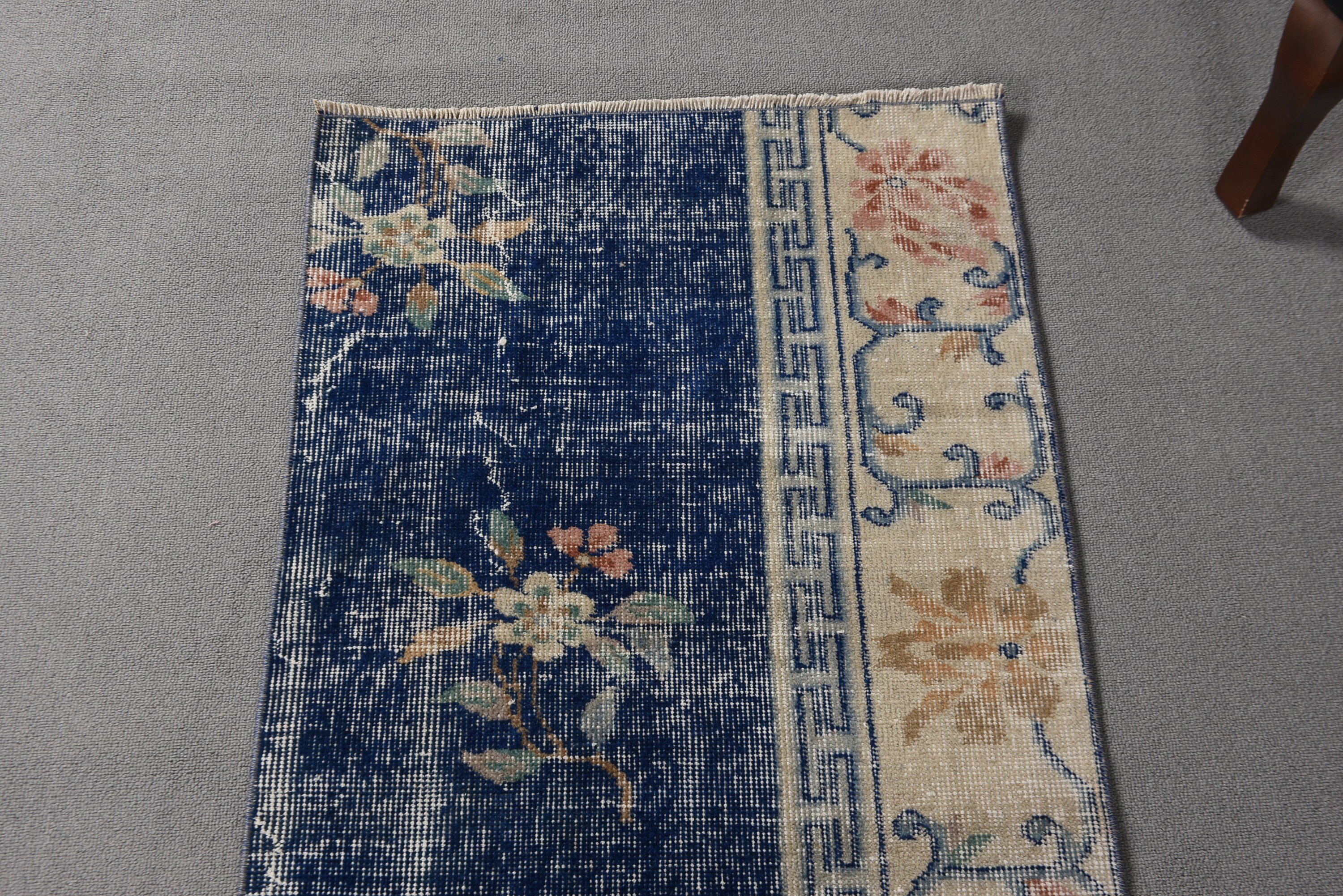 Blue Wool Rug, Anatolian Rugs, Vintage Rugs, Beni Ourain Runner Rugs, Hallway Rugs, Home Decor Rug, 2.1x6 ft Runner Rugs, Turkish Rugs