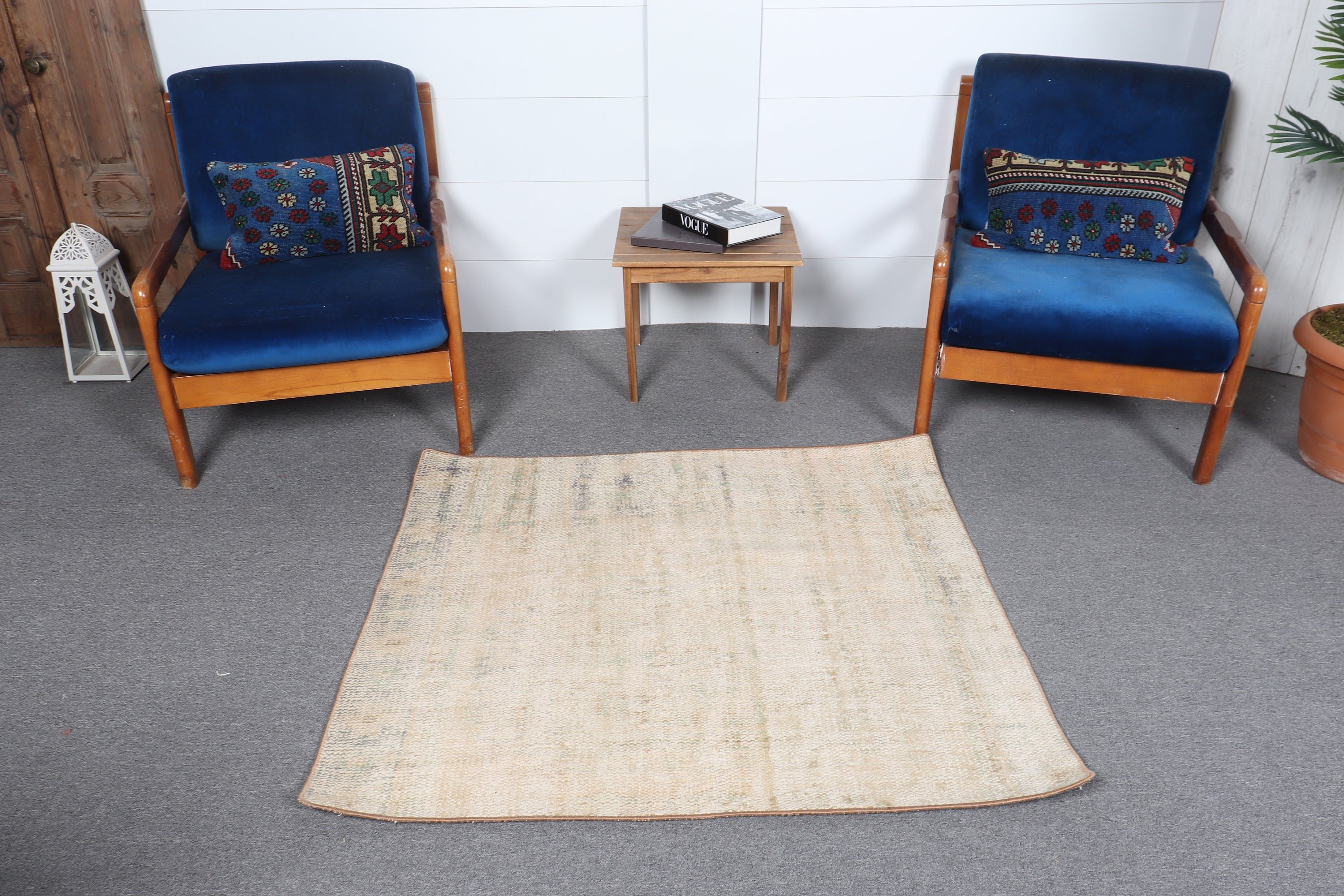 Kitchen Rug, Turkish Rug, Entry Rug, Beige Anatolian Rug, Antique Rug, 3.6x4 ft Small Rugs, Rugs for Kitchen, Vintage Rug