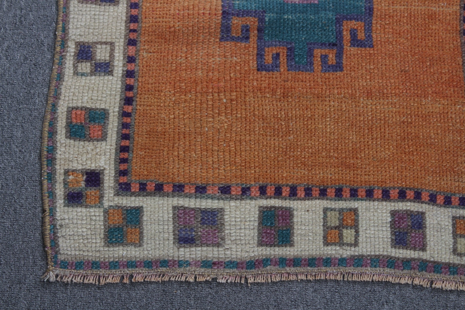 1.9x3.2 ft Small Rugs, Vintage Rugs, Kitchen Rug, Bedroom Rug, Handmade Rugs, Turkish Rug, Orange Wool Rug, Nursery Rug, Home Decor Rug