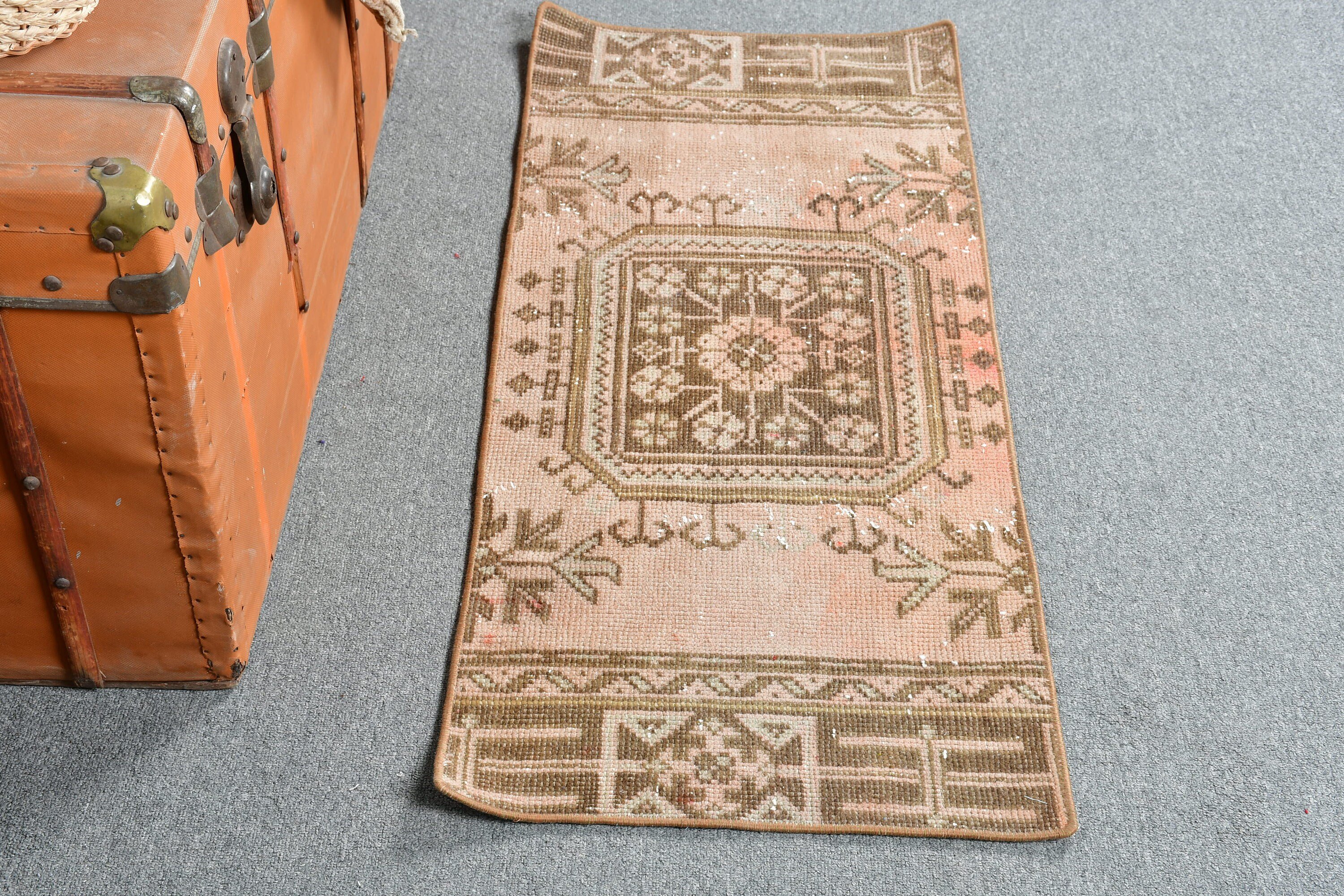 Brown Cool Rugs, Rugs for Car Mat, Nursery Rugs, Vintage Rug, Cool Rug, Home Decor Rug, 1.6x3.8 ft Small Rug, Entry Rug, Turkish Rug