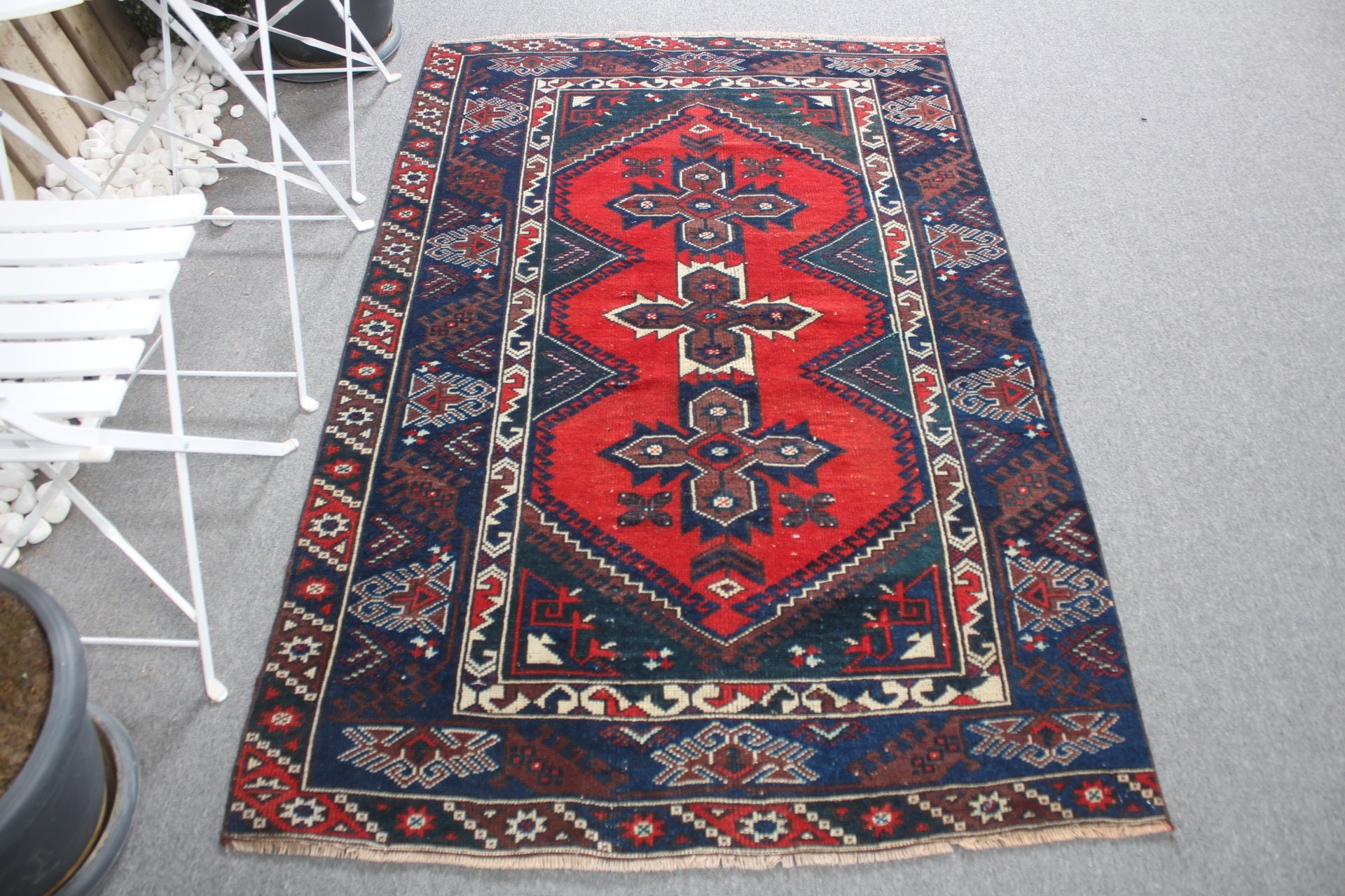 Vintage Halı, Türk Halıları, Çocuk Halıları, Mutfak Halısı, Yatak Odası Halıları, Yer Halıları, 3,8x5,7 ft Accent Halı, Kırmızı Ev Dekor Halısı, Oushak Halıları