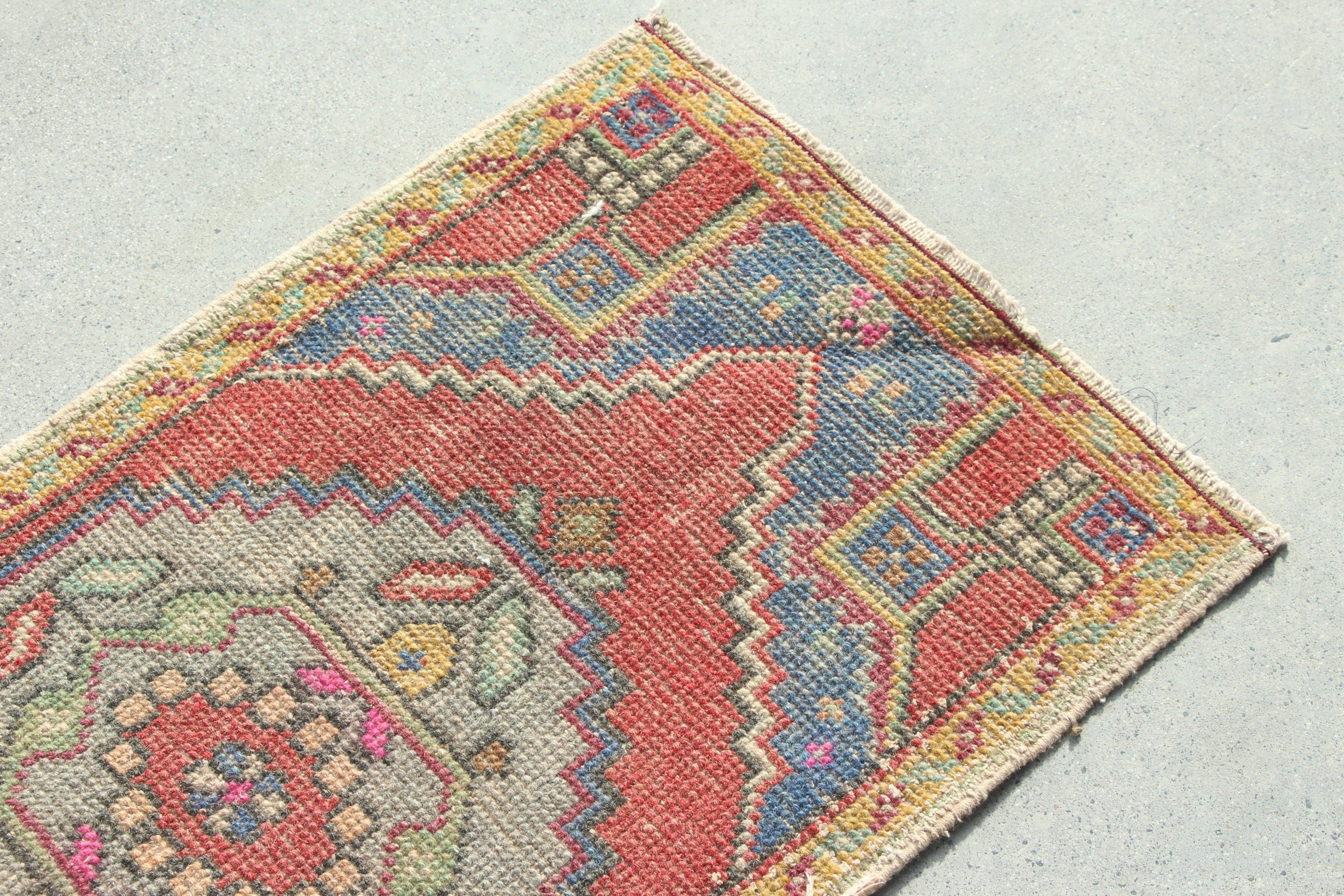 Kırmızı Nötr Halı, Yatak Odası Halısı, Vintage Halılar, Küçük Boho Halıları, Lüks Halı, Kapı Paspası Halısı, 1.6x3.2 ft Küçük Halılar, El Yapımı Halı, Türk Halıları