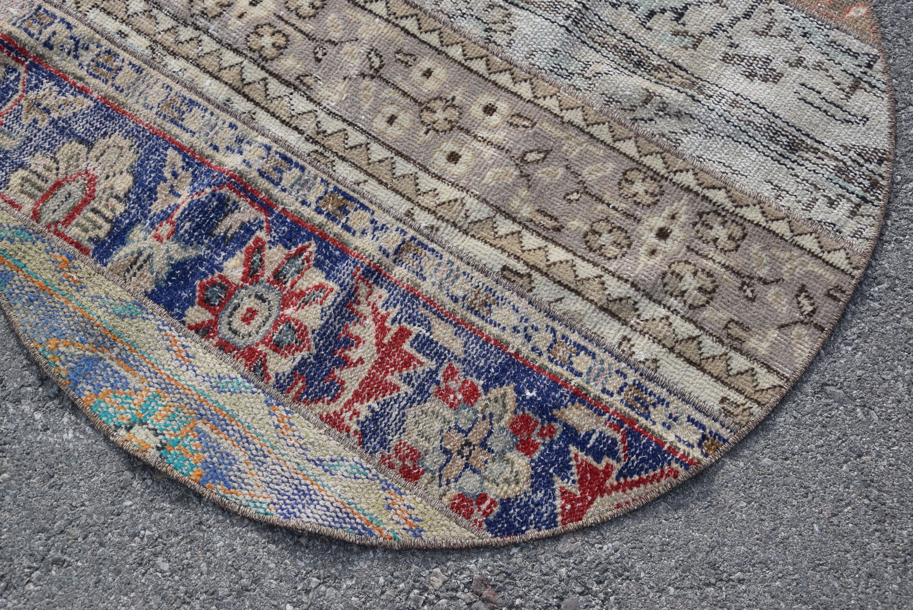 Mutfak Halısı, Vintage Halılar, Oryantal Halı, Türk Halıları, 2,9x2,9 ft Küçük Halı, Oushak Halı, Özel Halı, Duvara Asılı Halı, Bej Yün Halılar