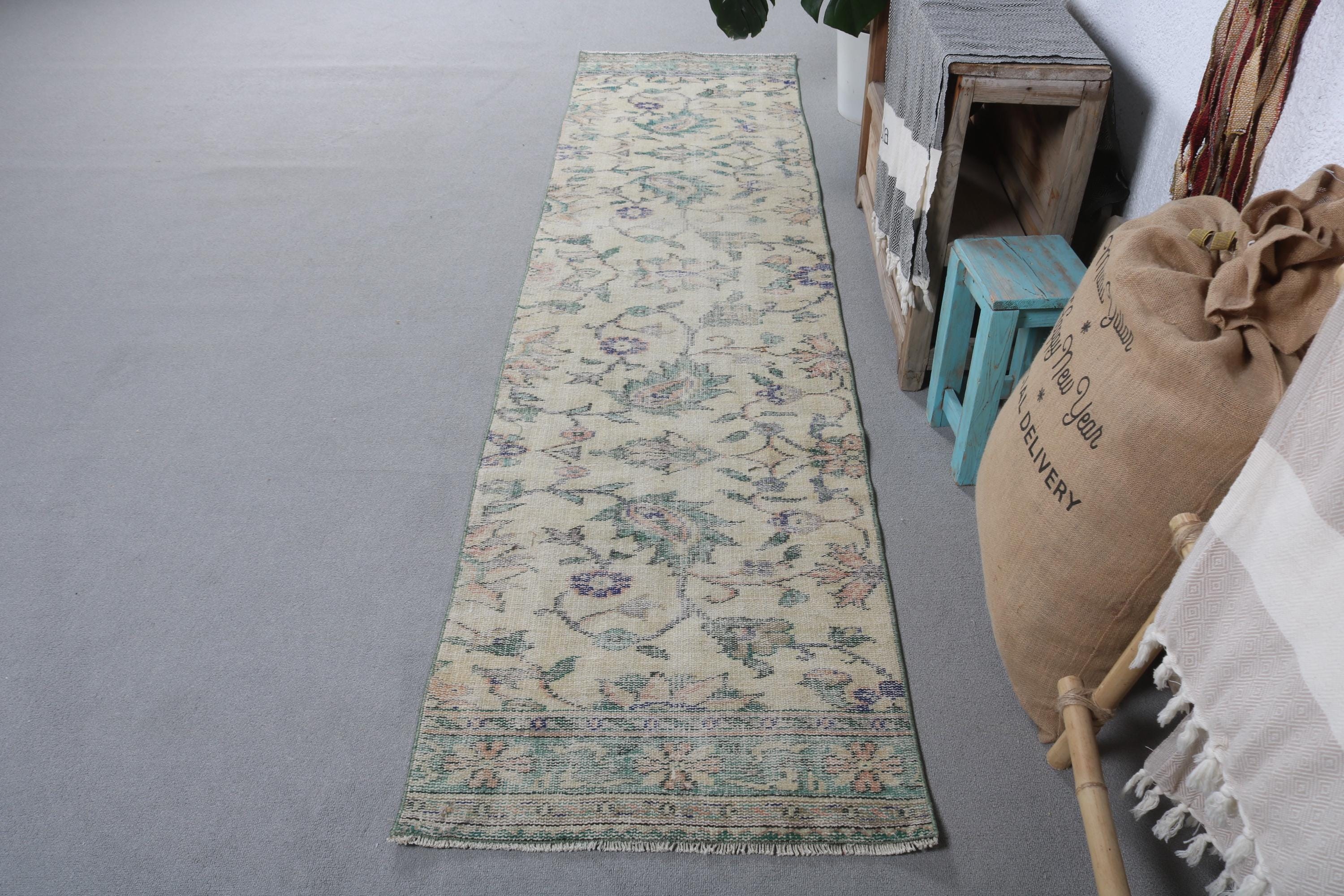 Ev Dekorasyonu Halıları, Türk Halıları, Mutfak Halıları, Oushak Halıları, Bej Soğuk Halı, 2,2x8,8 ft Runner Halısı, Uzun Koşucu Halıları, Vintage Halılar