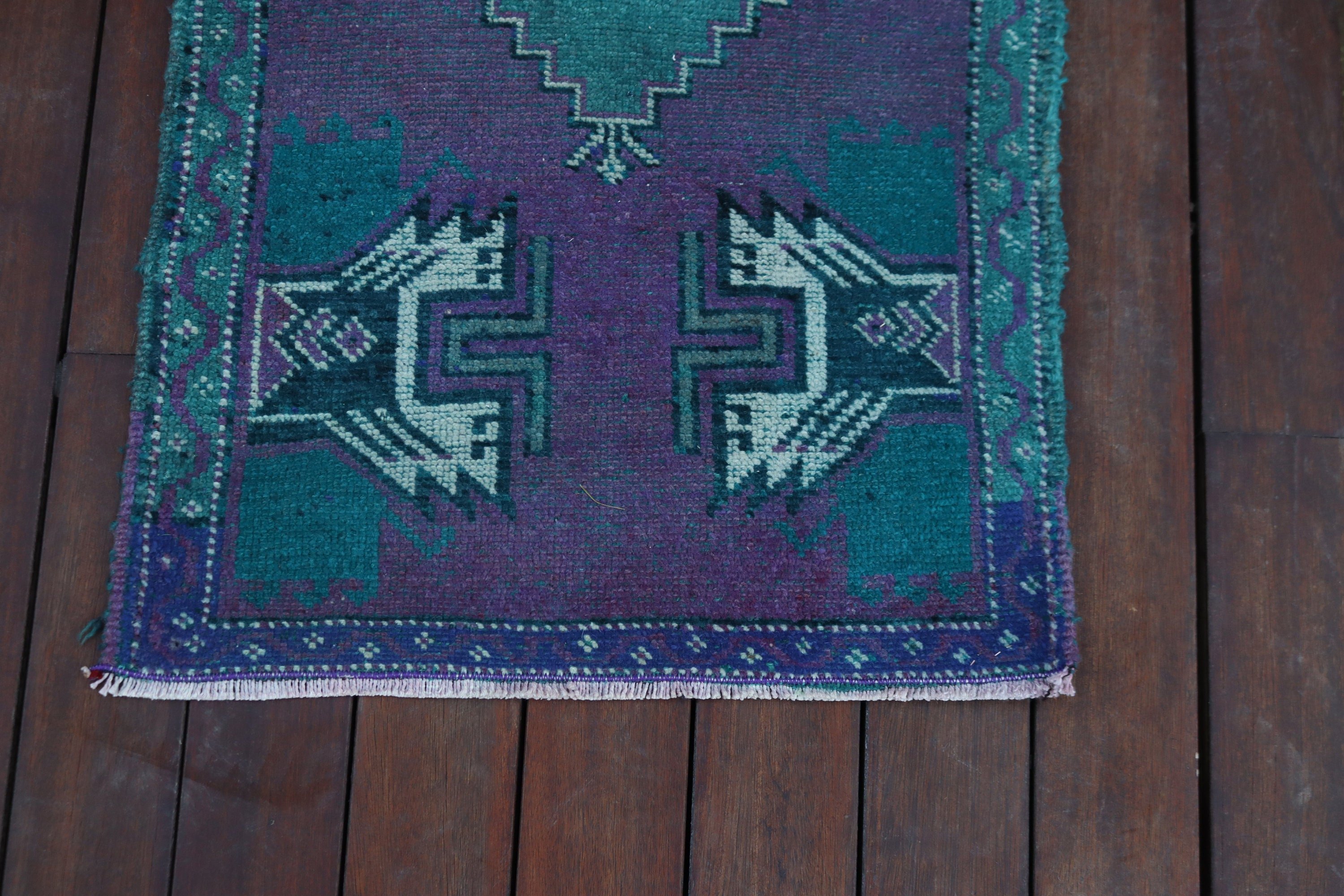 Türk Halısı, Mutfak Halıları, Yatak Odası Halıları, 1.7x2.9 ft Küçük Halılar, Yer Halıları, Tribal Halılar, Vintage Halılar, Mor Lüks Halı, Küçük Boho Halı