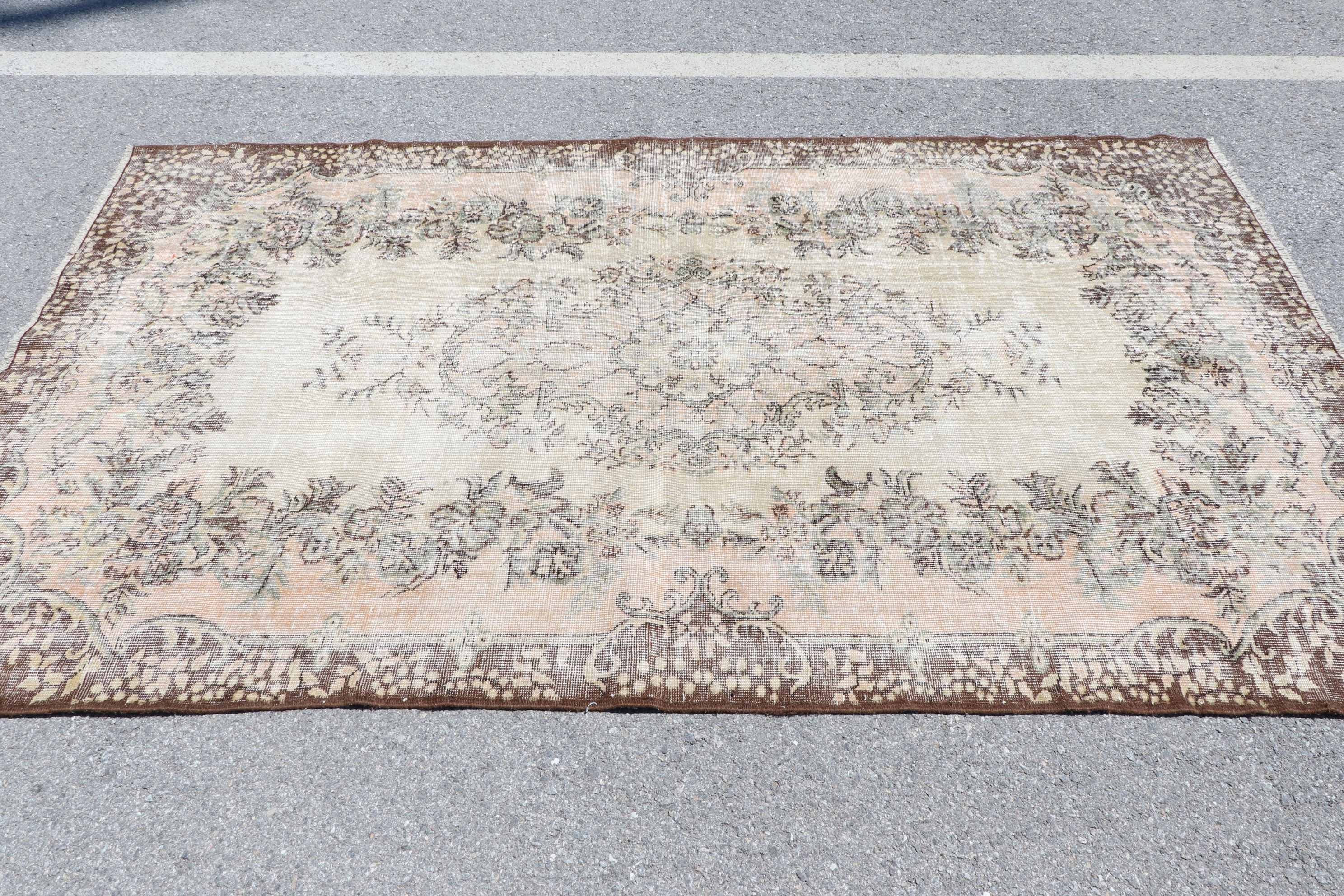 5.4x9 ft Large Rug, Cool Rug, Oushak Rugs, Vintage Rugs, Turkish Rugs, Brown Oriental Rugs, Salon Rug, Living Room Rug, Office Rugs