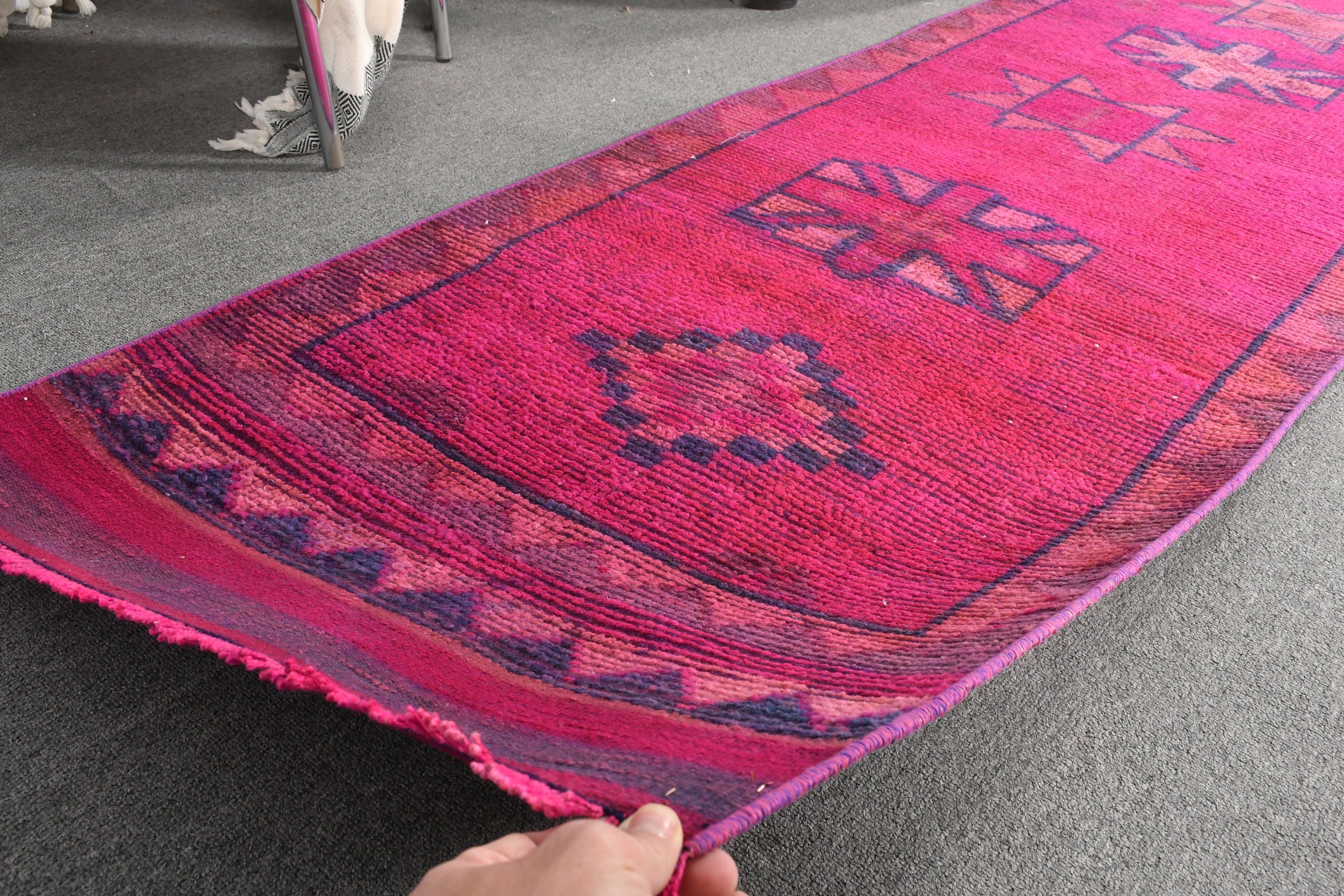 Purple Floor Rug, Stair Rug, Muted Rug, Turkish Rugs, Vintage Rugs, Anatolian Rug, Corridor Rugs, 2.3x10.7 ft Runner Rug