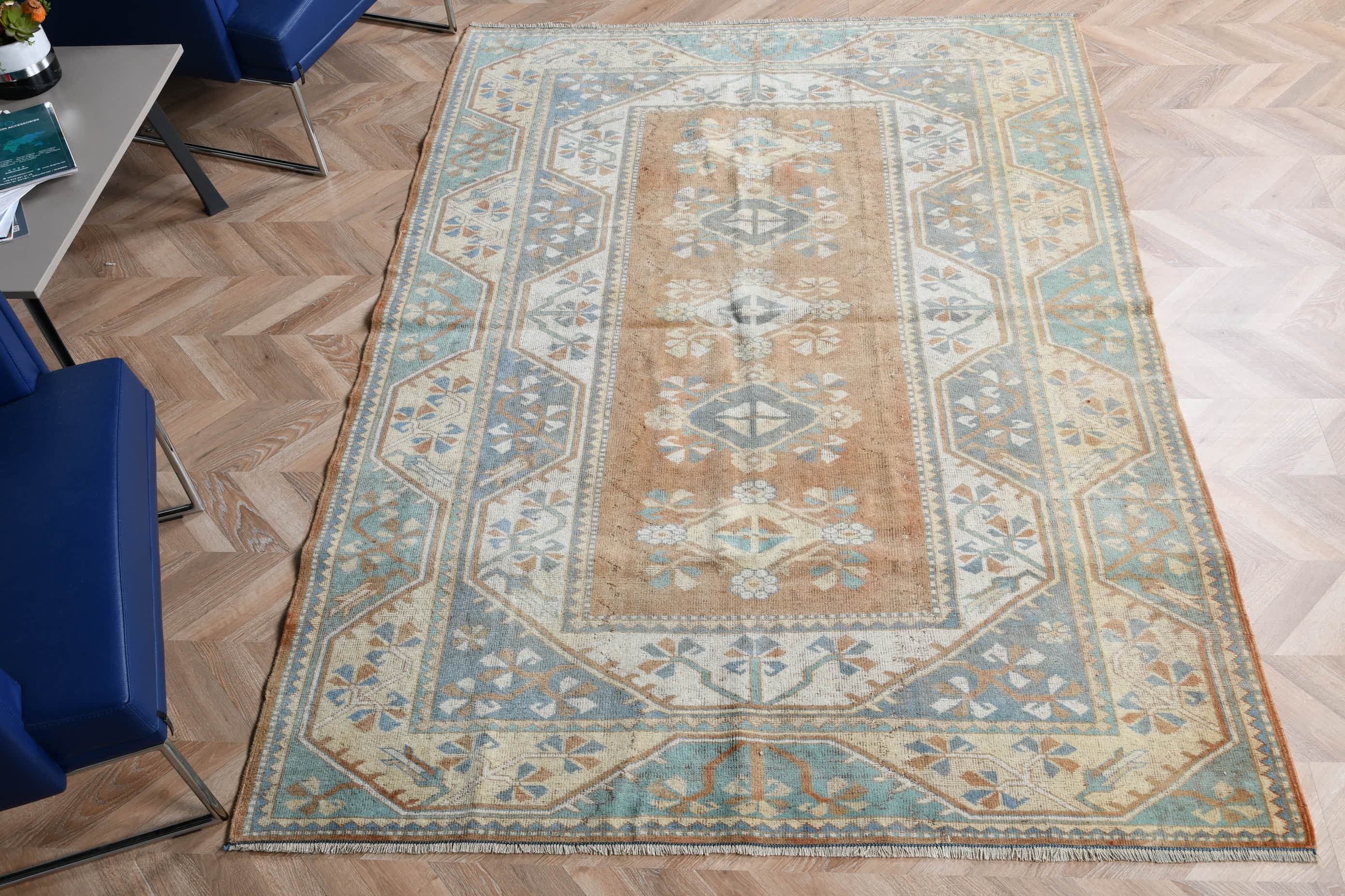 Vintage Halı, Yemek Odası Halısı, Yatak Odası Halısı, Salon Halıları, Yer Halısı, 5.3x7.6 ft Büyük Halı, Yeşil Fas Halıları, Türk Halısı