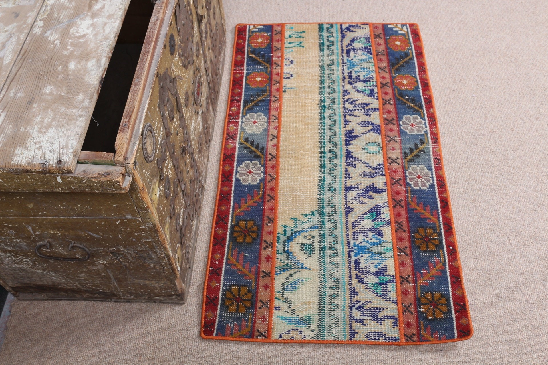 Bedroom Rugs, Wall Hanging Rugs, Blue Oriental Rugs, Aztec Rugs, Anatolian Rug, Turkish Rug, Vintage Rug, 1.8x3.1 ft Small Rug, Oushak Rug
