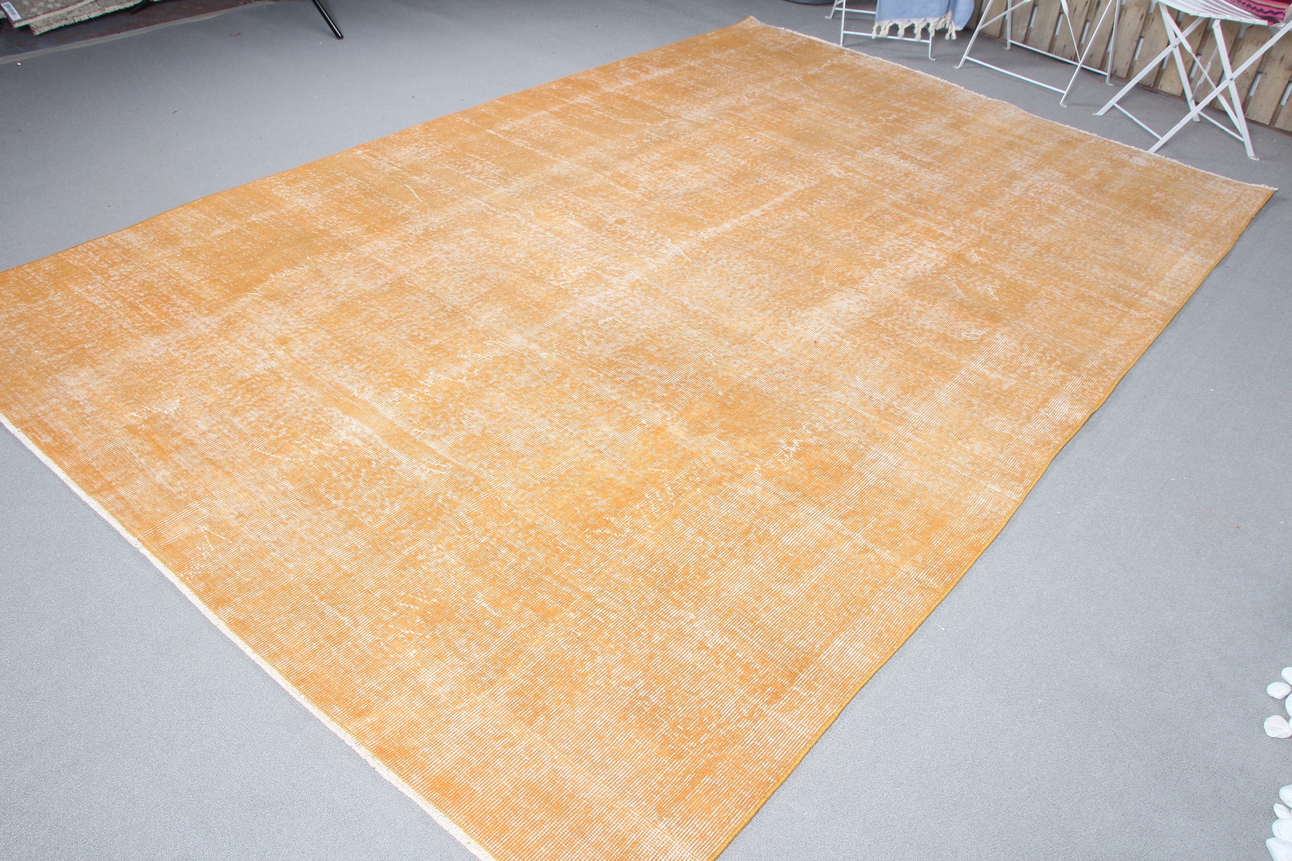 Orange Antique Rugs, Vintage Rug, Home Decor Rug, Living Room Rug, Pale Rugs, Bedroom Rug, Kitchen Rug, Turkish Rugs, 6.7x10.3 ft Large Rug