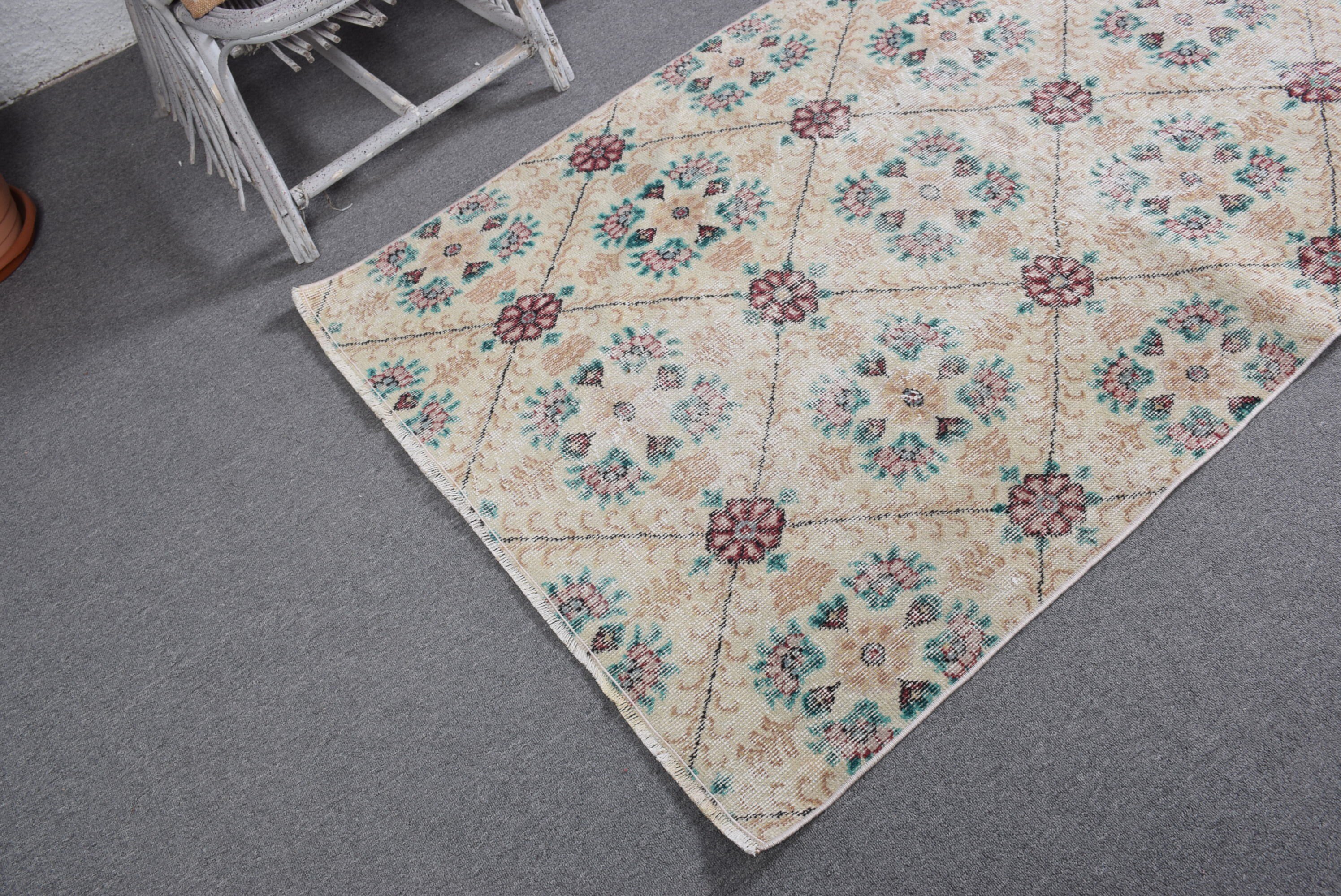 Kitchen Rugs, Beige Moroccan Rug, 3.5x6.3 ft Accent Rug, Nursery Rug, Organic Rug, Antique Rugs, Vintage Rugs, Turkish Rug