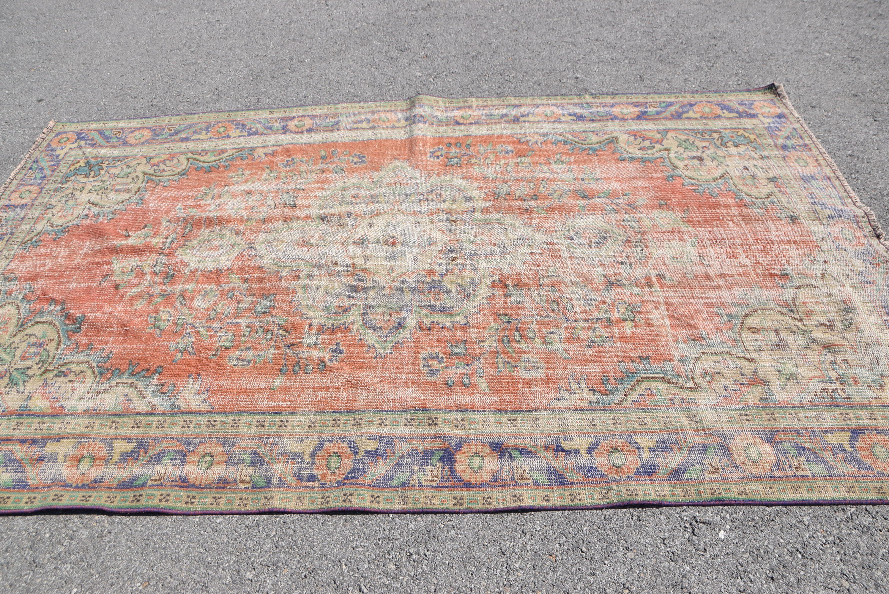 Salon Rugs, Turkish Rugs, Cool Rug, Vintage Rugs, Vintage Oushak Rugs, Antique Rugs, Dining Room Rug, Red Bedroom Rug, 5.4x8.9 ft Large Rug