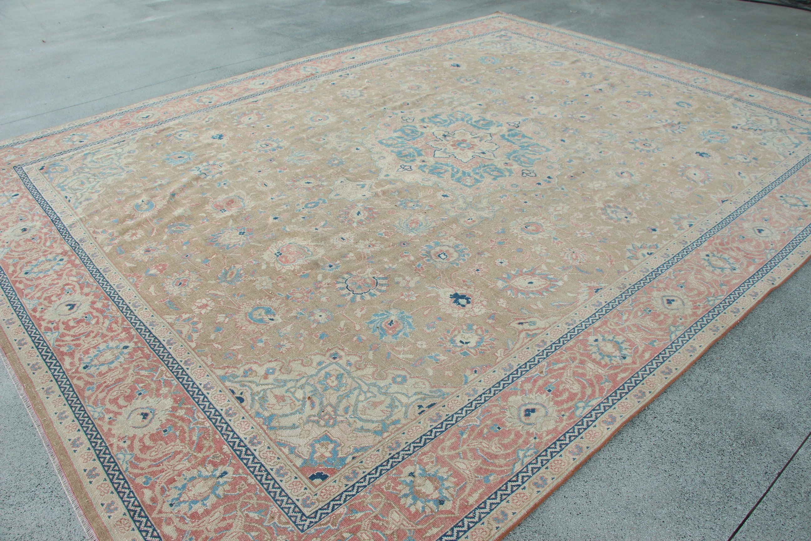 Oturma Odası Halıları, Türk Halısı, 10.4x13.9 ft Büyük Boy Halı, Vintage Halı, Egzotik Halılar, Bej Anadolu Halısı, Yatak Odası Halısı, Salon Halıları, Yün Halı