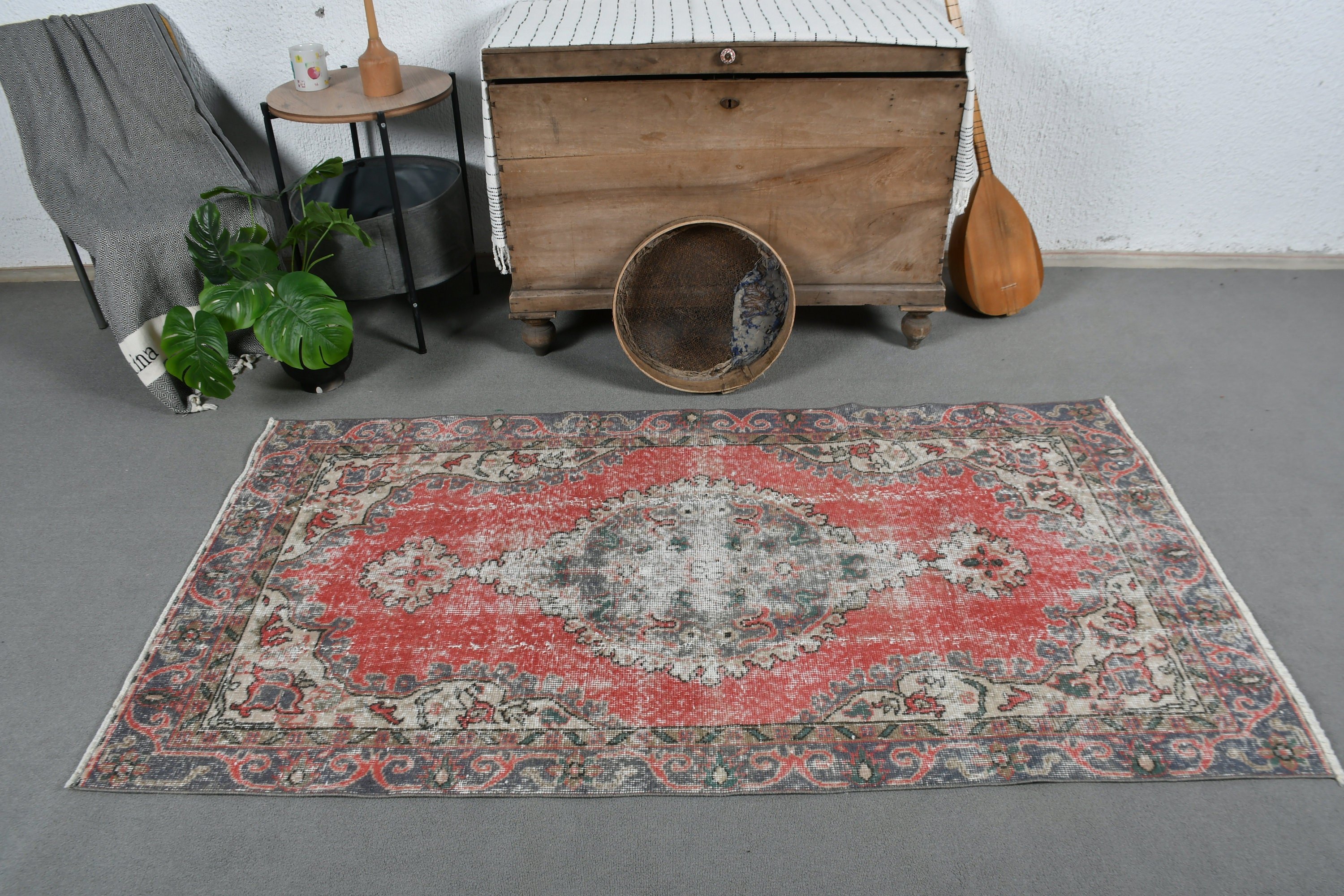 Turkish Rug, Red Home Decor Rug, Bedroom Rugs, Kitchen Rugs, 3.4x6.3 ft Accent Rug, Nursery Rug, Vintage Rug, Antique Rug, Office Rug