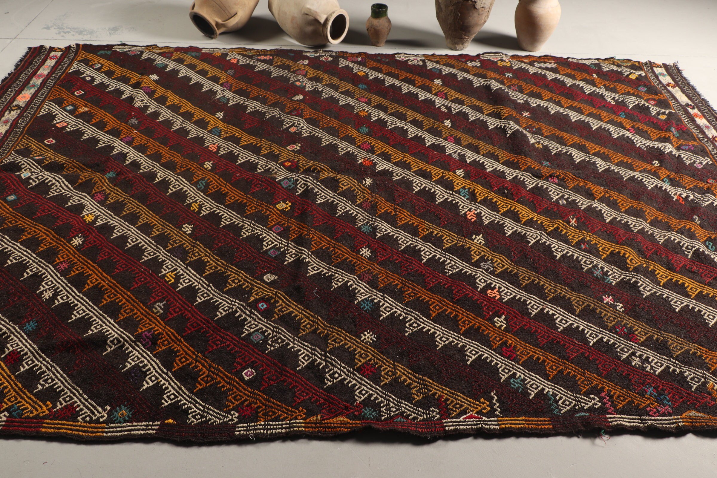 Yemek Odası Halısı, Türk Halısı, Siyah Yer Halısı, Kilim, 7x10.8 ft Büyük Boy Halılar, Mutfak Halıları, Yatak Odası Halısı, Oturma Odası Halısı, Vintage Halılar