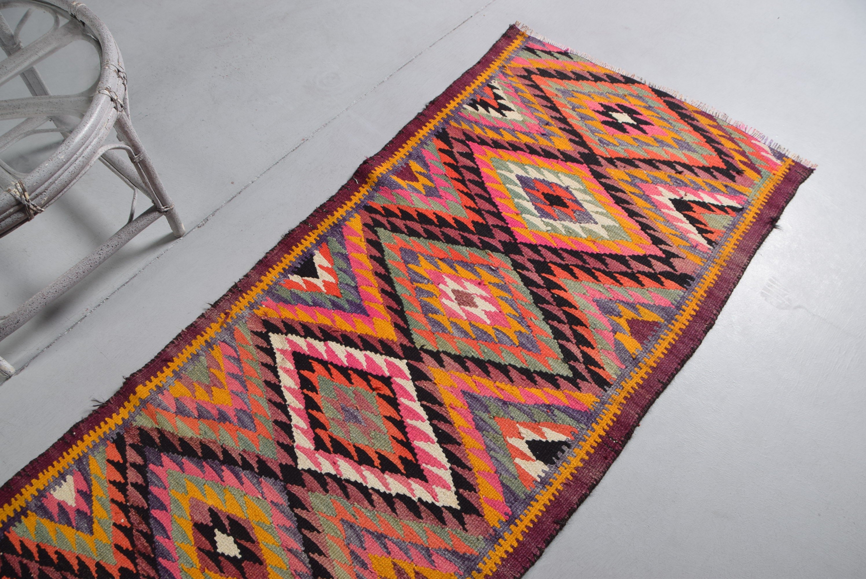 Rainbow Moroccan Rugs, Turkish Rug, Kitchen Rug, Corridor Rug, Vintage Rug, 2.8x9.3 ft Runner Rugs, Bedroom Rug, Aztec Rug