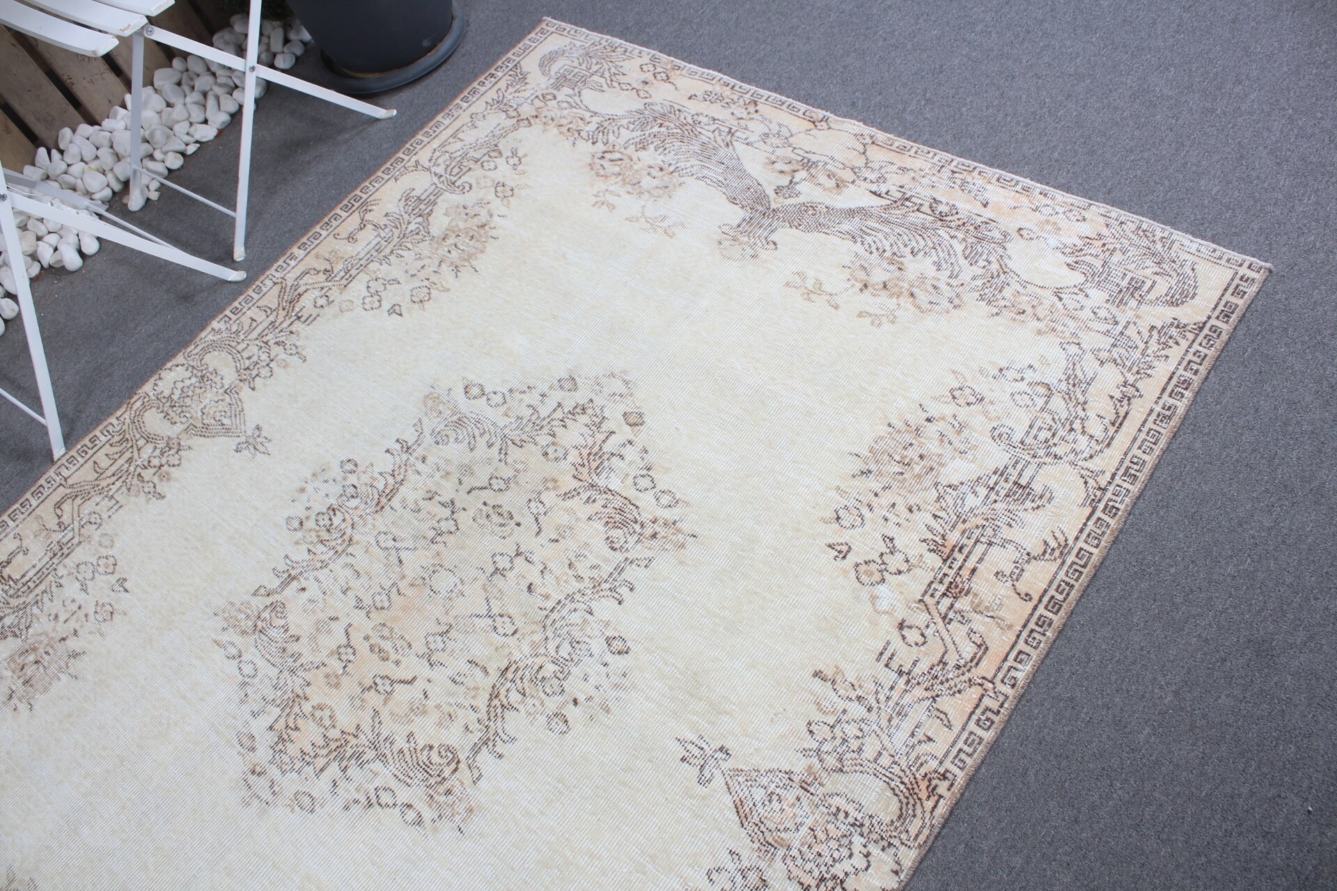 Vintage Rug, Wool Rugs, Bedroom Rug, Kitchen Rug, Beige Home Decor Rug, Decorative Rug, Rugs for Bedroom, 4.8x6.7 ft Area Rugs, Turkish Rug