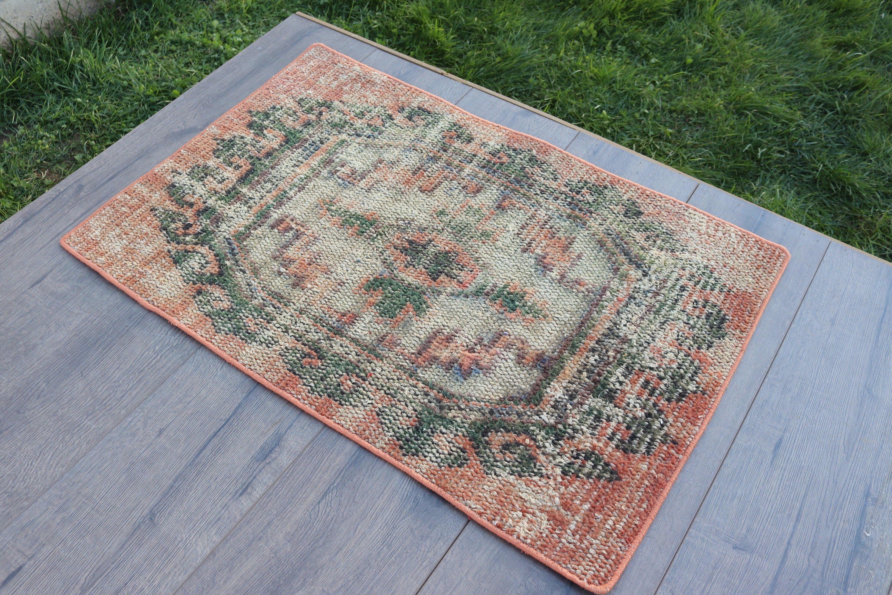 Turkish Rug, Orange Bedroom Rugs, Cool Rugs, Vintage Rugs, 1.7x2.7 ft Small Rug, Bedroom Rugs, Entry Rugs, Small Vintage Rugs, Boho Rugs