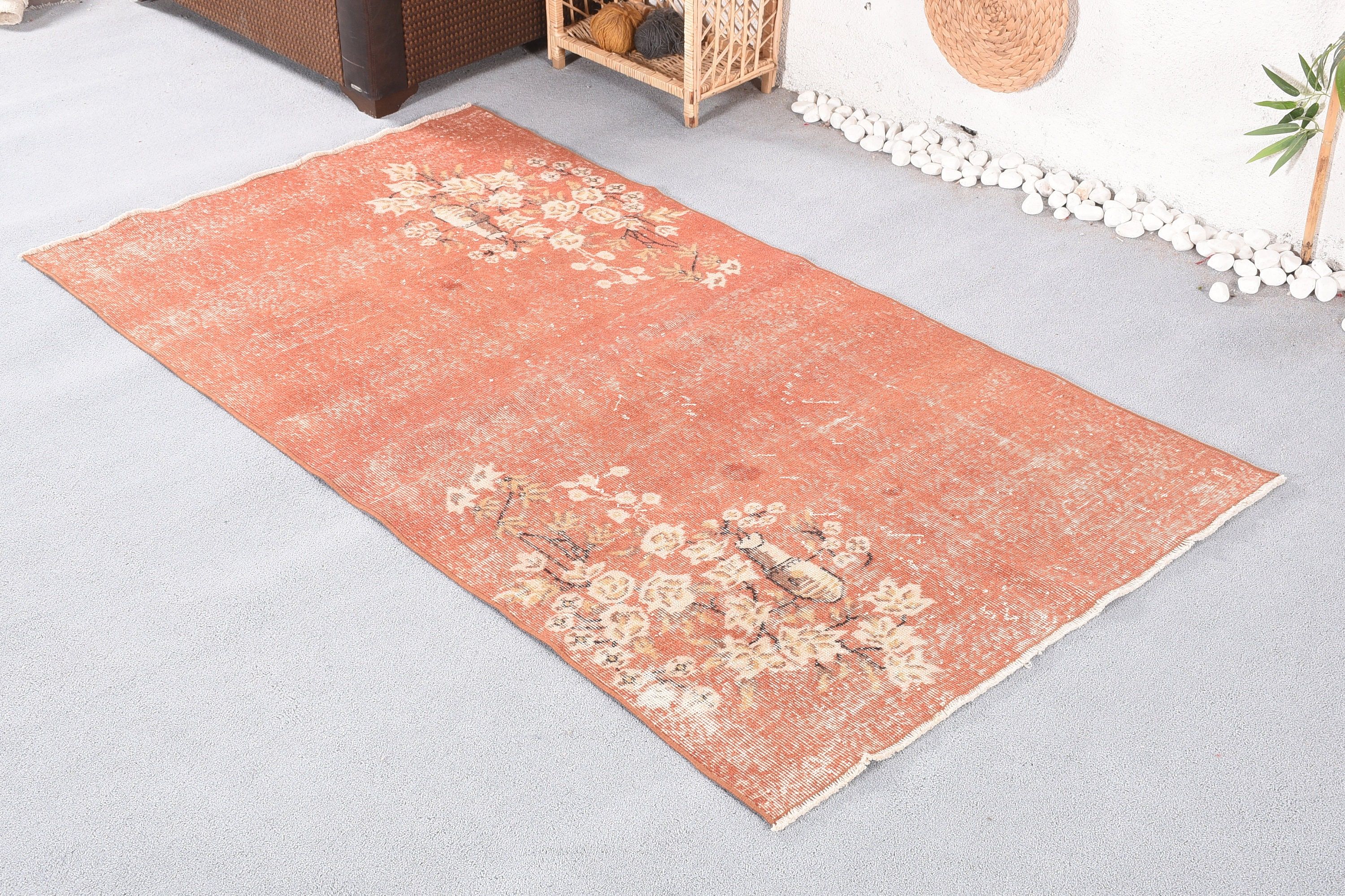 Brown Bedroom Rugs, 3.8x6.9 ft Area Rug, Vintage Rug, Wool Rug, Oushak Rug, Turkish Rugs, Rugs for Nursery, Cute Rugs, Living Room Rug