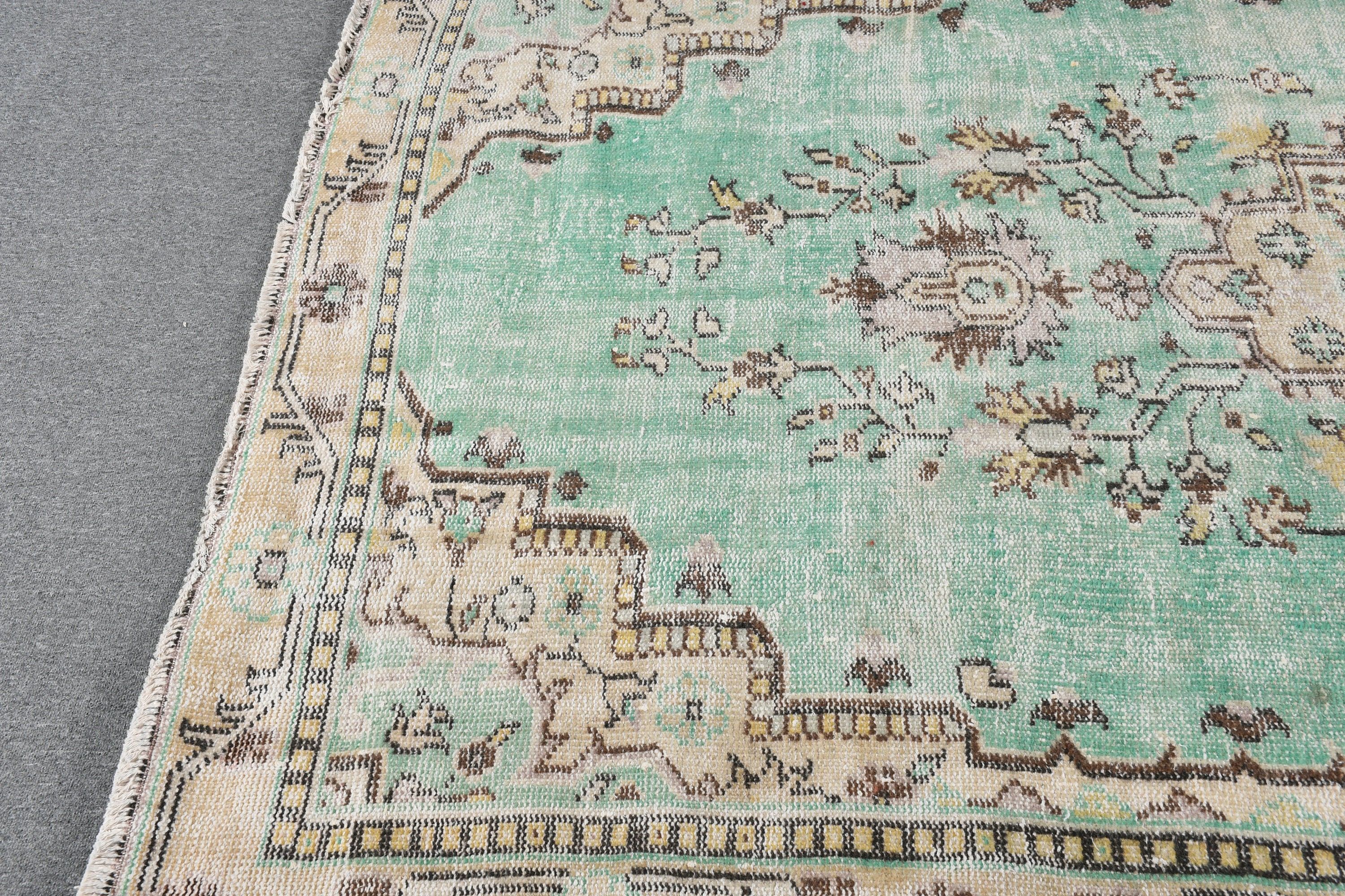 Turkish Rug, Bedroom Rugs, Rugs for Salon, Green  5.2x8.5 ft Large Rug, Salon Rug, Vintage Rug, Wool Rugs