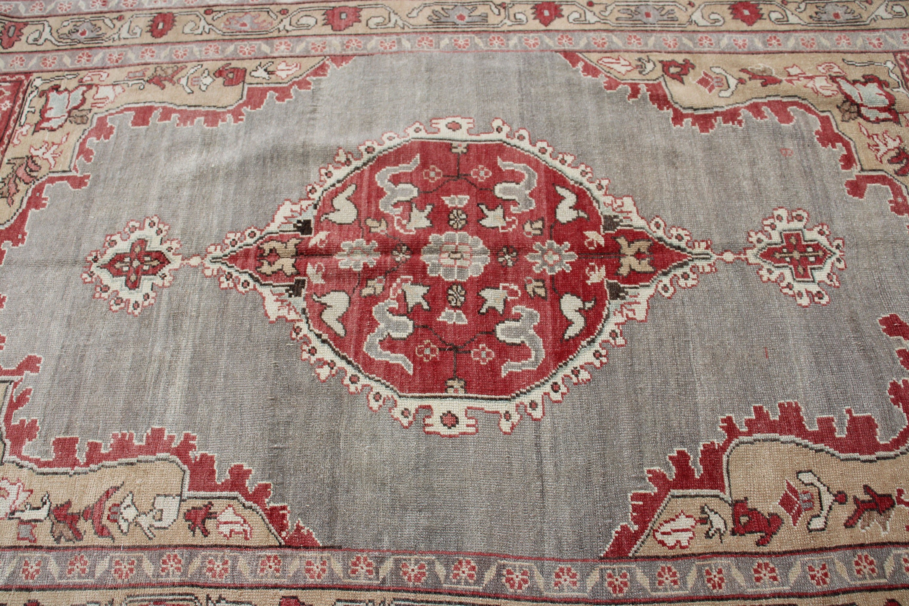 Büyük Vintage Halılar, Büyük Oushak Halı, Gri Fas Halıları, Modern Halı, Vintage Halı, 5.1x8.9 ft Büyük Halı, Türk Halısı, El Dokuma Halılar