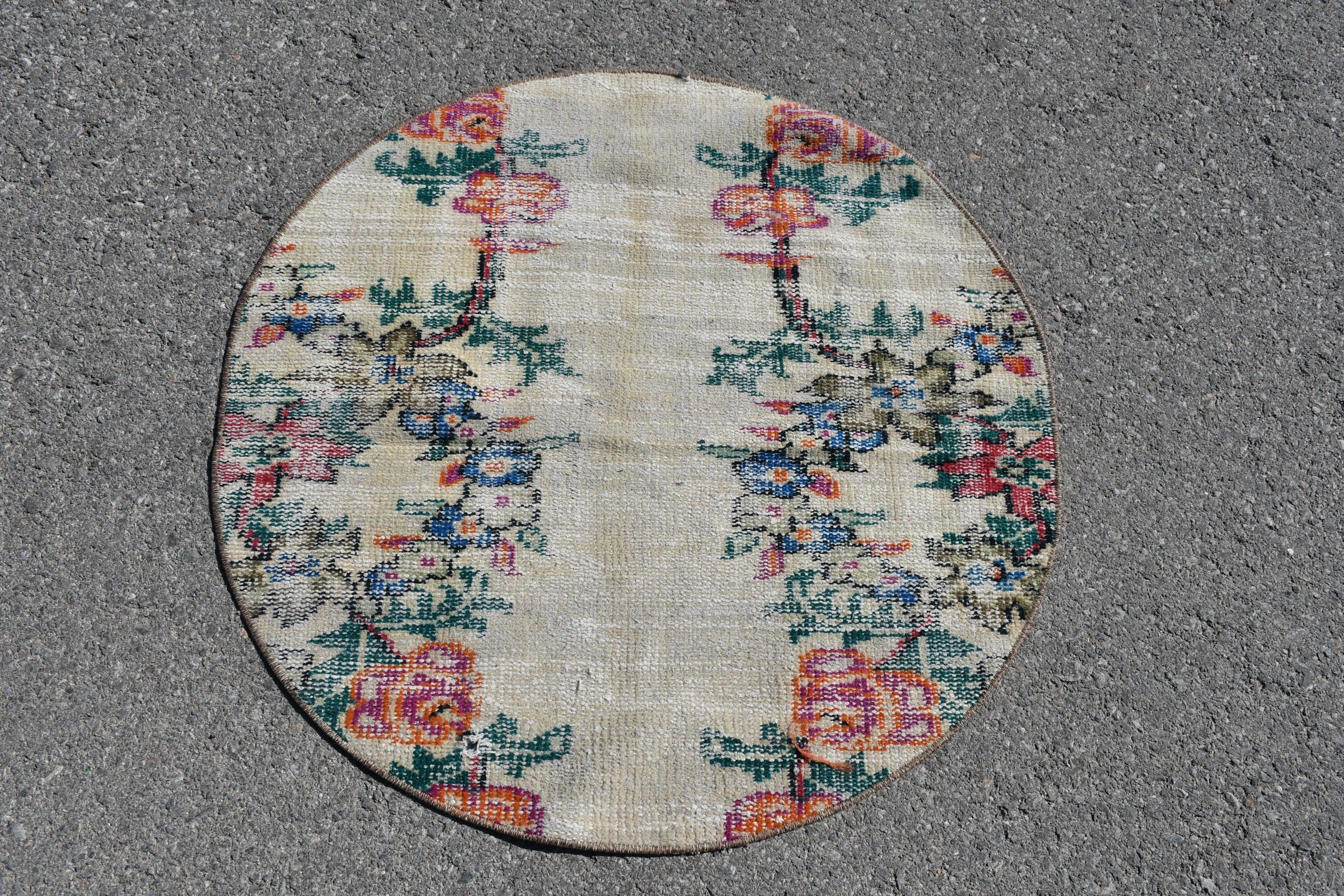 Home Decor Rugs, 2.8x2.8 ft Small Rugs, Car Mat Rugs, Bright Rug, Oushak Rug, Vintage Rugs, Turkish Rug, Rugs for Bedroom, Bedroom Rugs