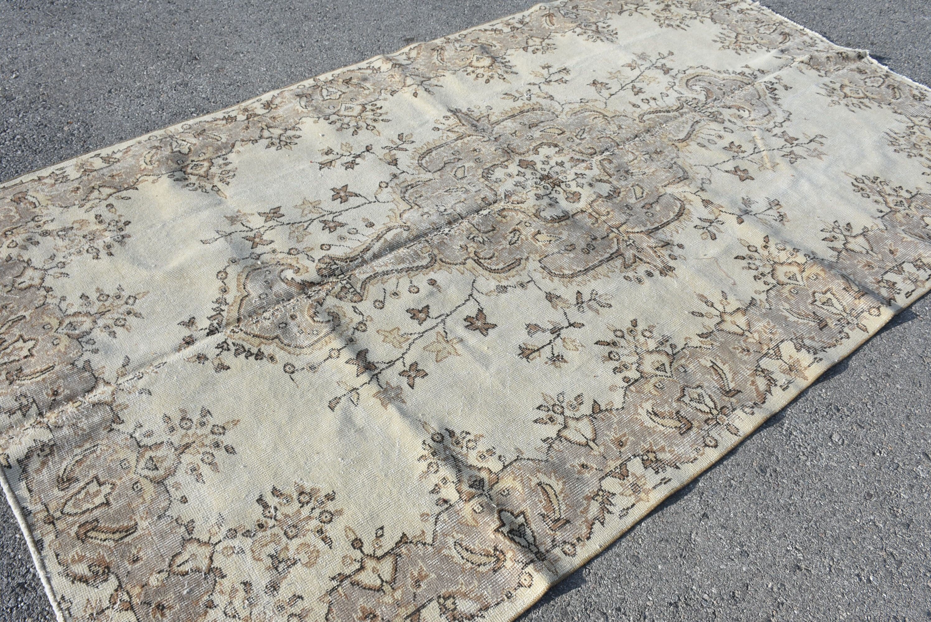 Living Room Rug, Vintage Rug, Rugs for Bedroom, Oushak Rug, Cool Rugs, Salon Rug, Turkish Rug, 5.2x9.4 ft Large Rugs, Beige Oriental Rug