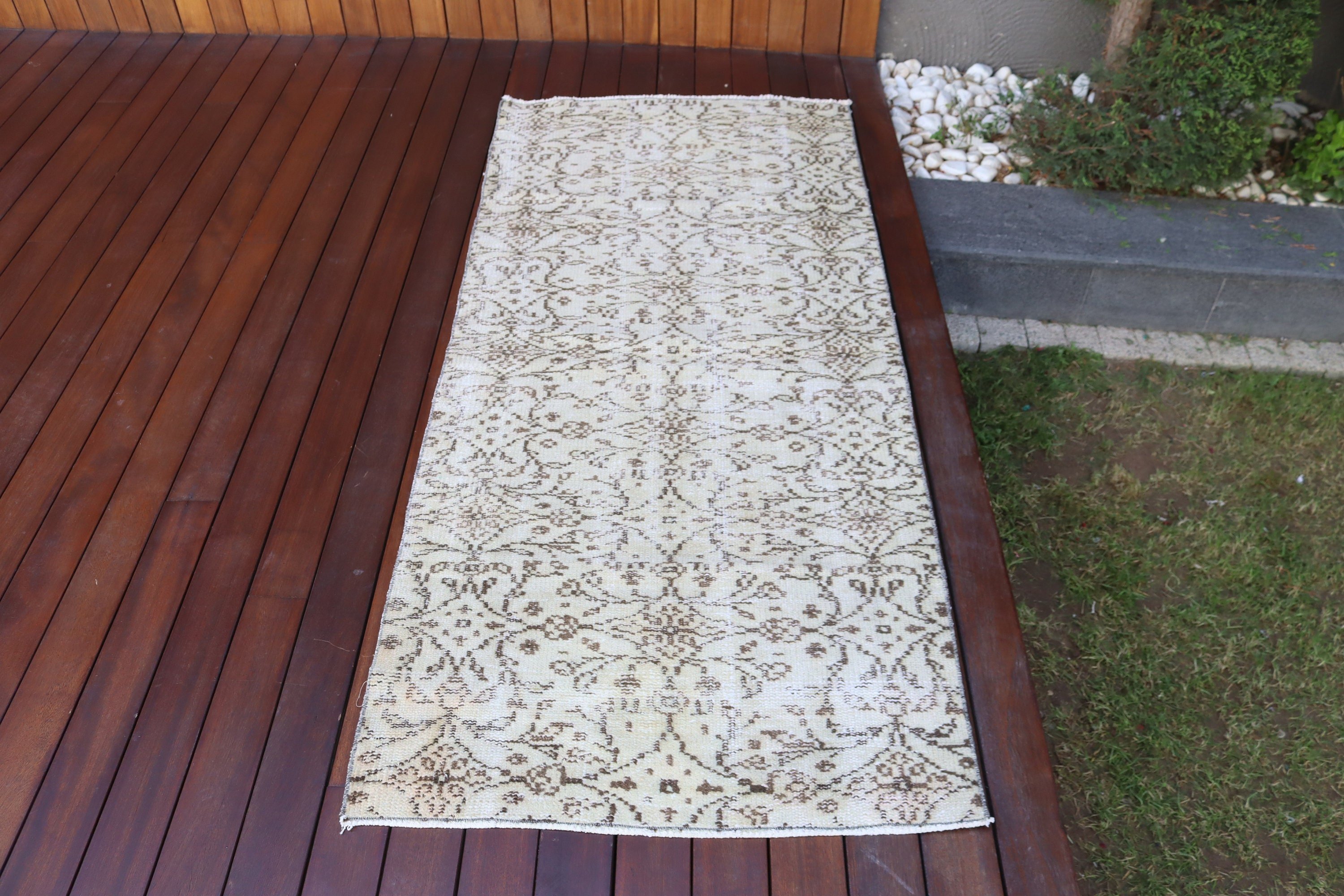 Bej 2,7x6,1 ft Aksan Halıları, El Dokuma Halıları, Türk Halıları, Mutfak Halıları, Lüks Halılar, Vintage Halılar, Çocuk Halıları, Boho Halıları