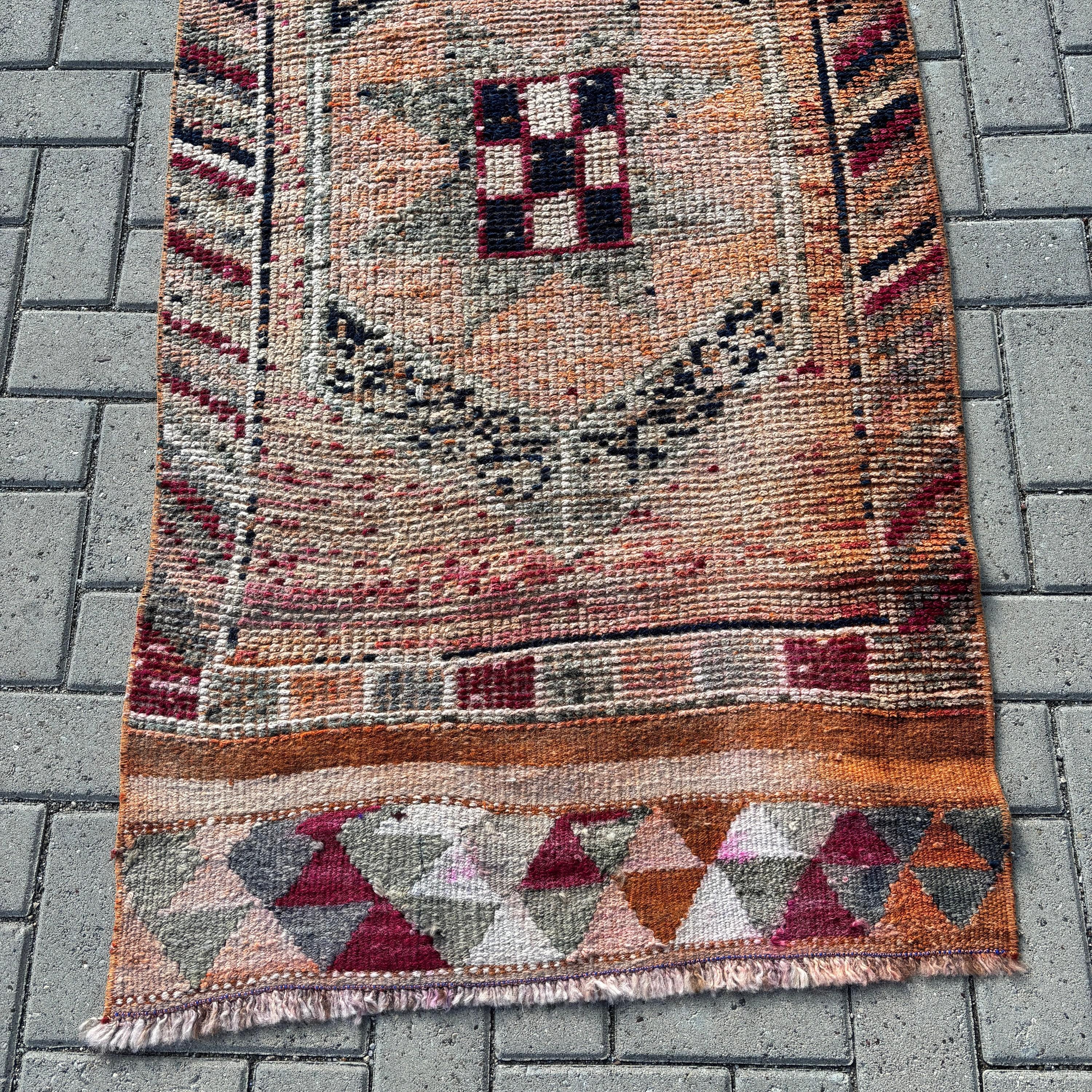 Türk Halısı, Yün Halılar, Merdiven Halıları, Turuncu Yatak Odası Halısı, Vintage Halı, 2,7x10,6 ft Koşucu Halısı, Koridor Halıları, Fas Halısı, Koridor Halısı